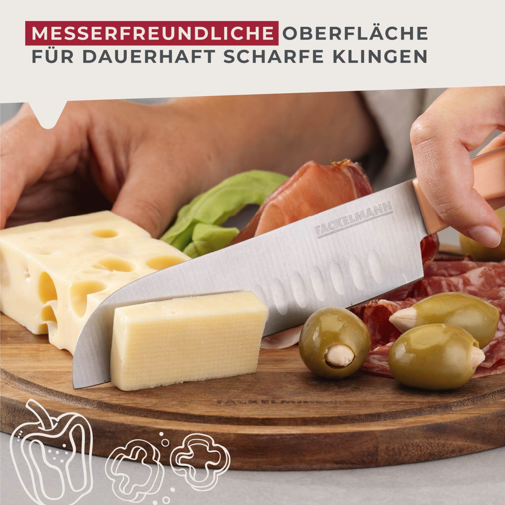 FACKELMANN Schneidebrett Vesperbrett, Schneidbrett, Brotzeitbrett, Küchenbrett