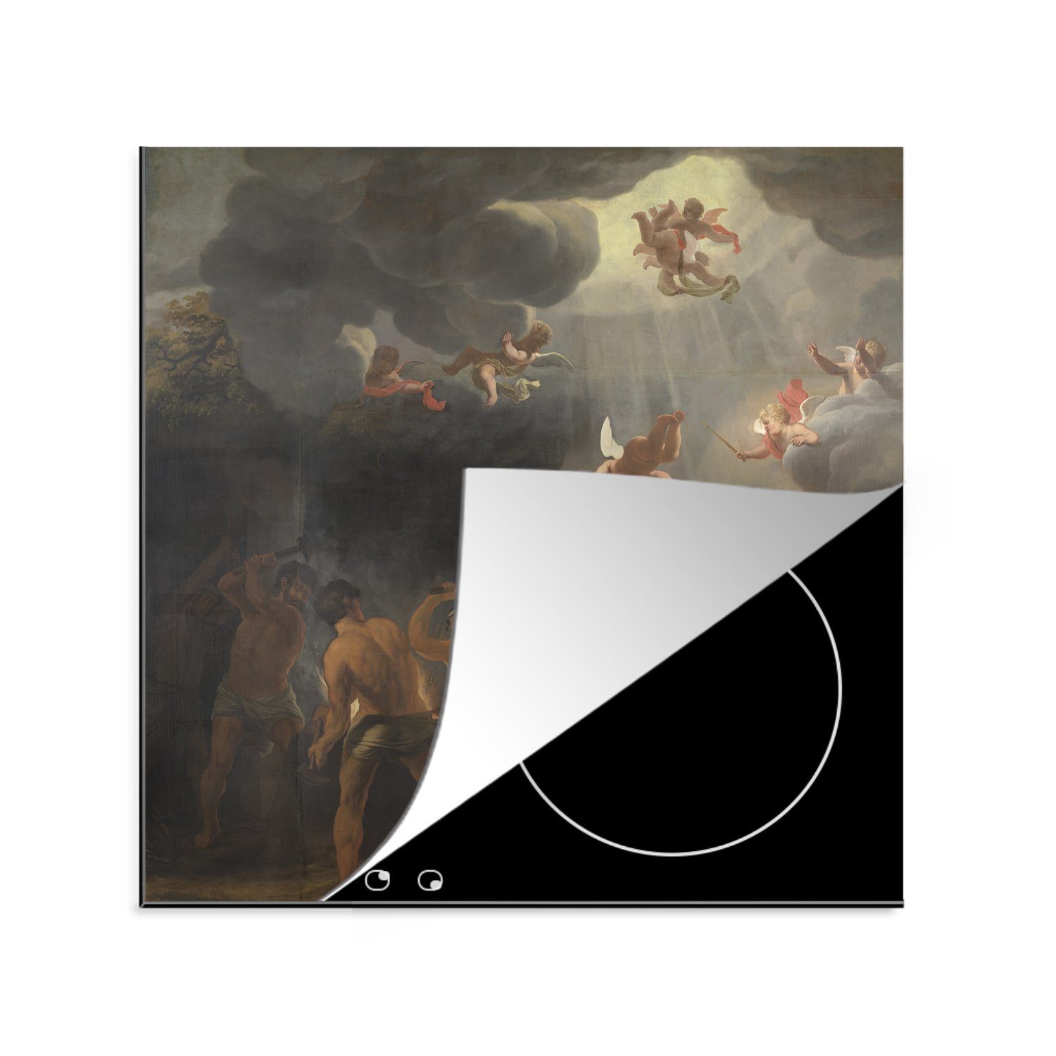 MuchoWow Herdblende-/Abdeckplatte Aeneas erhält durch die Fürsprache der Venus eine neue Rüstung -, Vinyl, (1 tlg), 78x78 cm, Ceranfeldabdeckung, Arbeitsplatte für küche