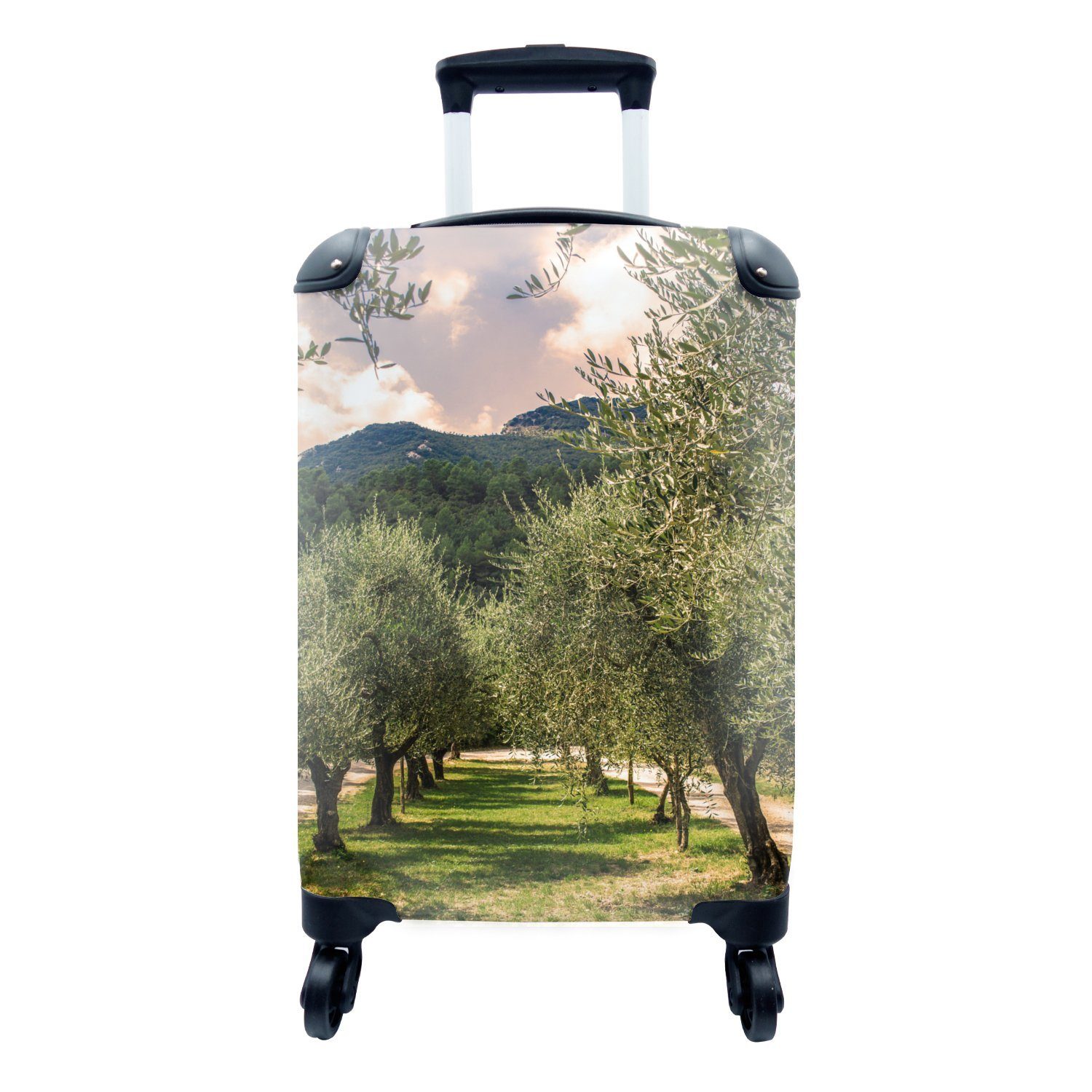 MuchoWow Handgepäckkoffer Eine Allee aus italienischen Olivenbäumen, 4 Rollen, Reisetasche mit rollen, Handgepäck für Ferien, Trolley, Reisekoffer