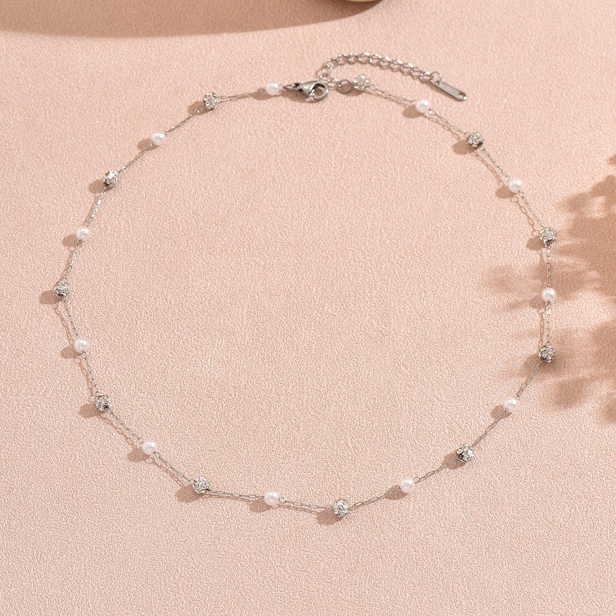 KARMA Ketten-Set Halskette Damen mehrlagig Silber aus Edelstahl (wasserfest & antiallergisch, Damenschmuck Layering-Kette), Damenkette mit Kristallen