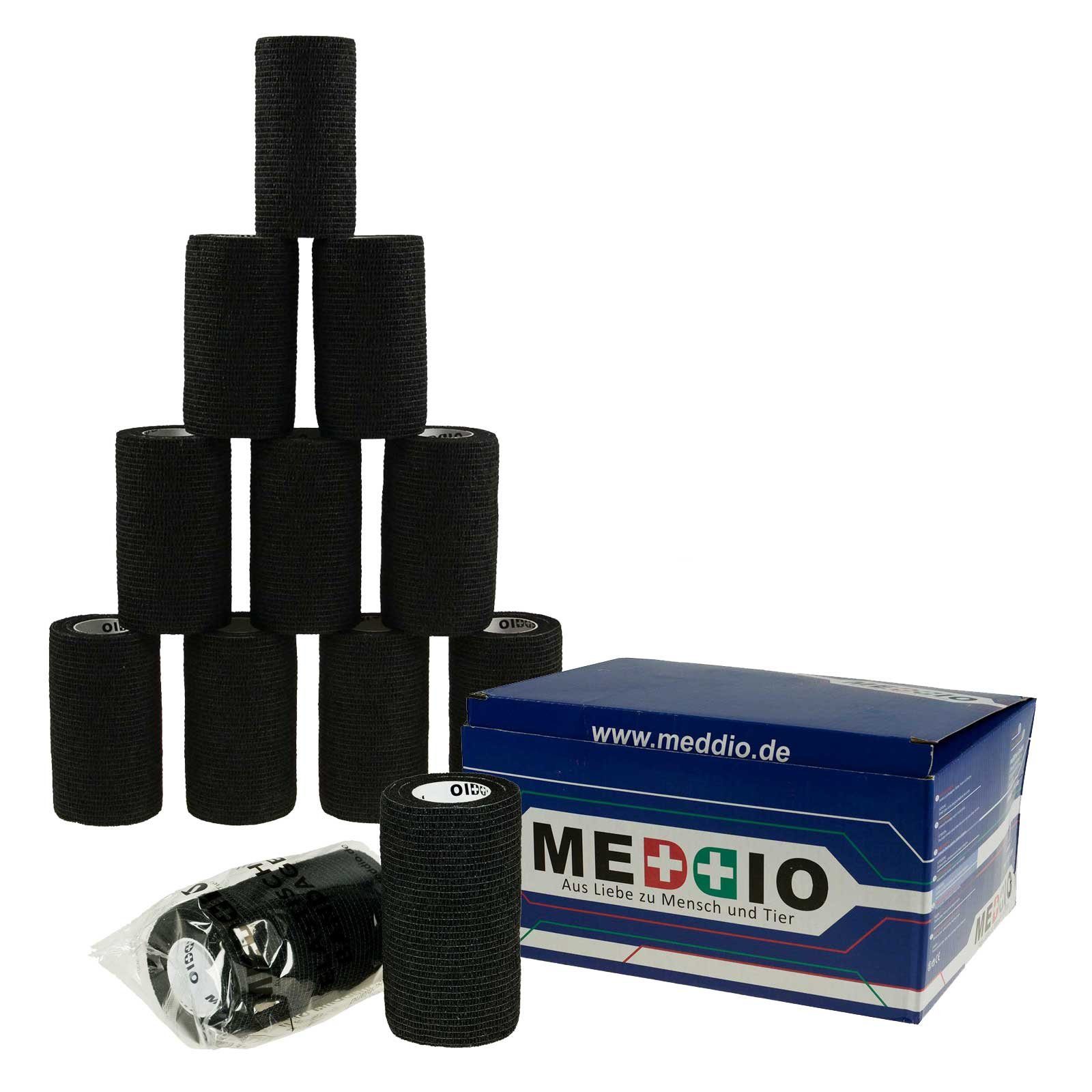 meDDio Pferdebandage 12 Haftbandagen Größe+Farbe wählbar, black velvet