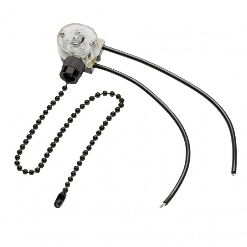 GTV Verbindungsklemme Lampen Zugschalter Licht Ziehschalter Kettenzug Kette Ein-Aus Schalter, Maße: 27 x 30 mm (LxB) & 30cm, Farbe: Schwarz, MAX 750W, AC 220-240 V