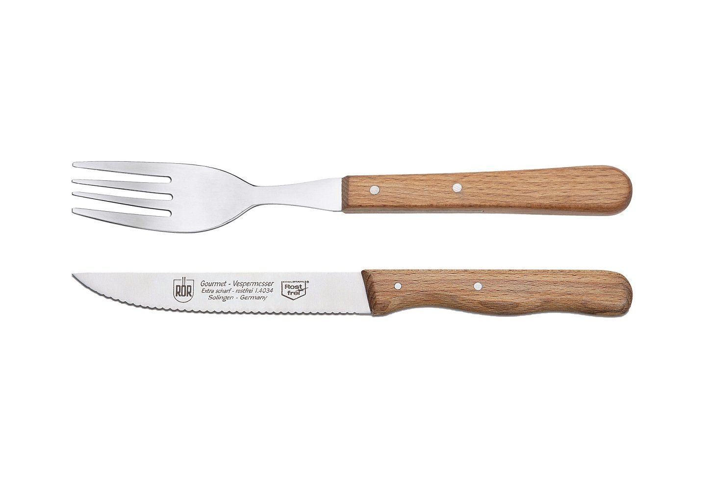 RÖR Ножи-Set 10173-2, Besteckset aus Vespermesser / Gabel, das perfekte Besteckset für den Esstisch - Made in Solingen