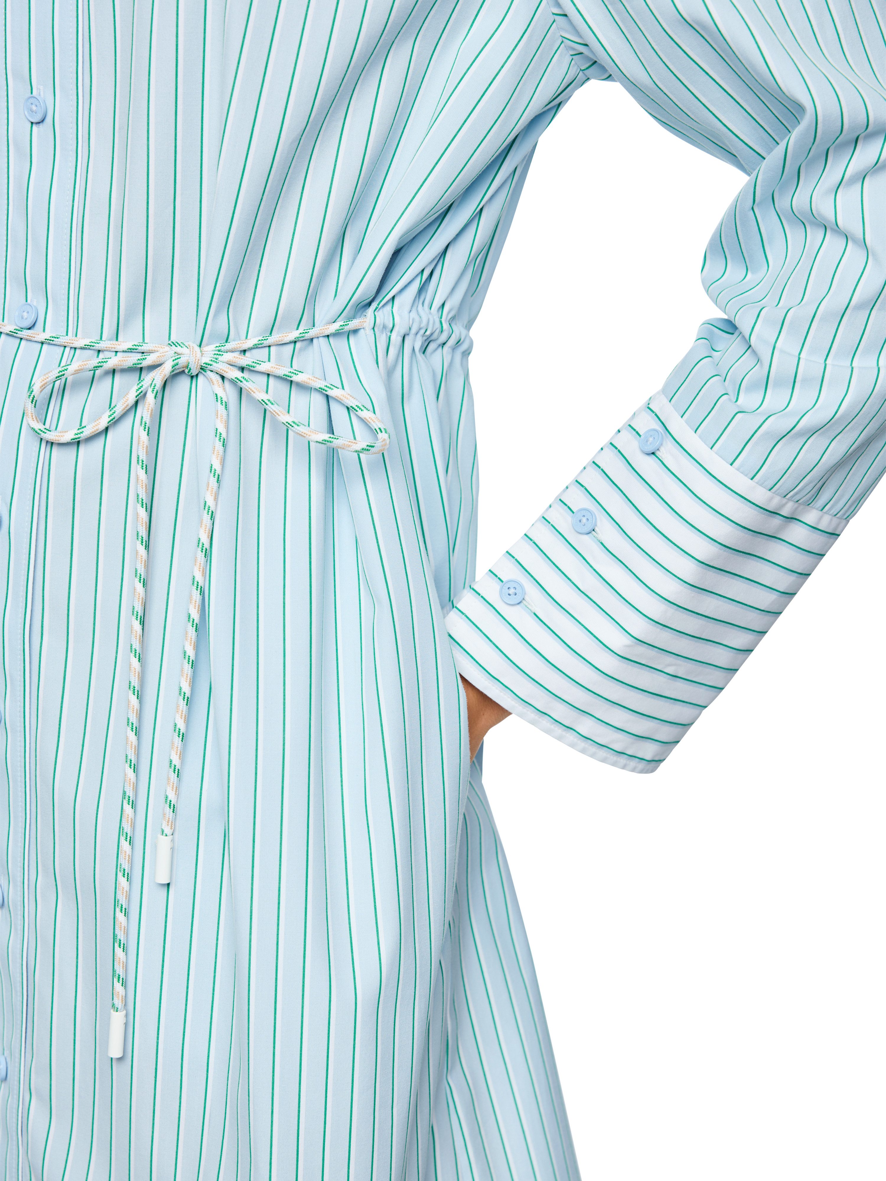 Marc Cain Hemdblusenkleid City Vibing Premium Damenmode Gestreiftes Minikleid aus Baumwolle, modisches Streifendesign