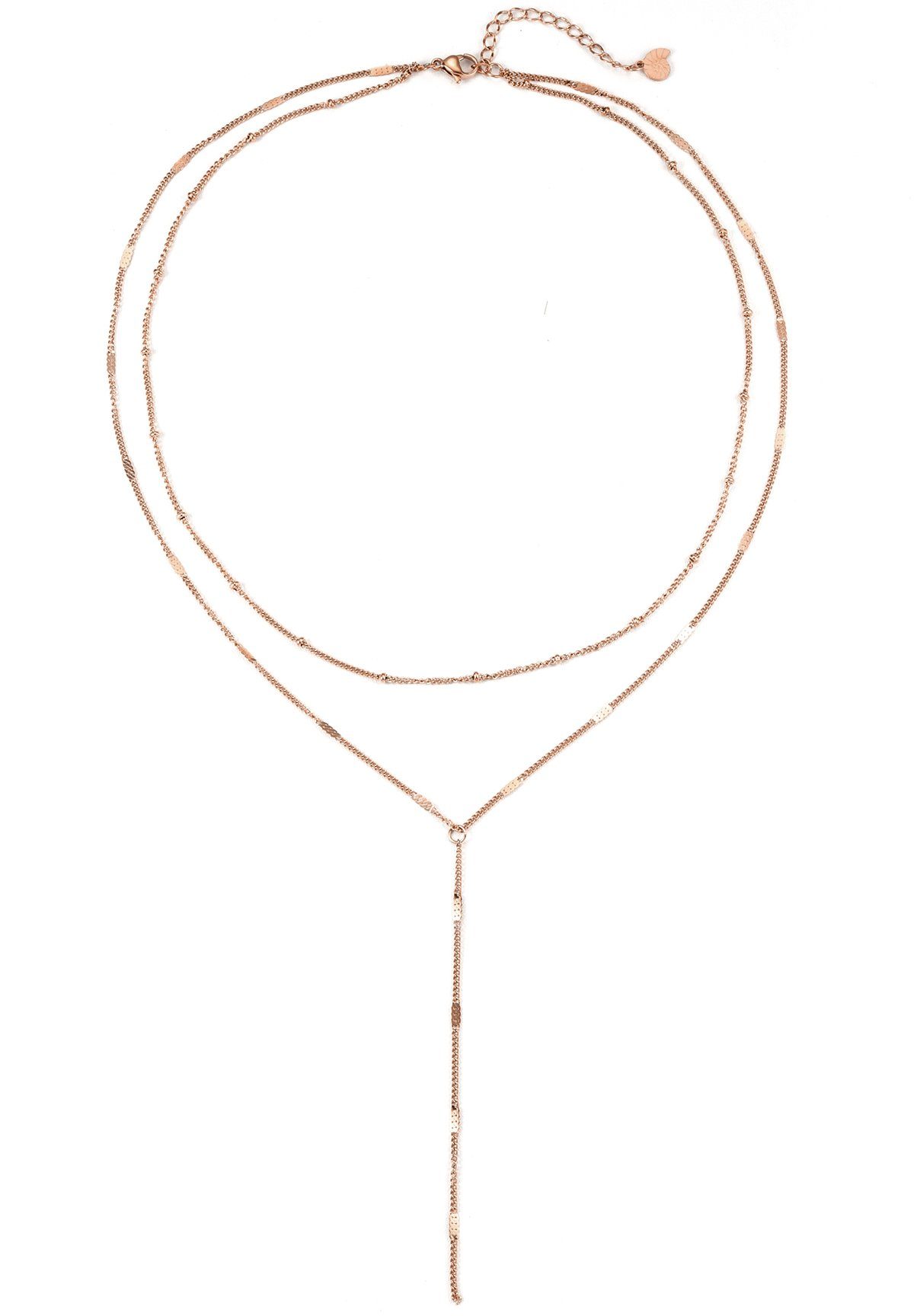 Hey Happiness Y-Kette Layering Kugel & Plättchen, Vergoldete Damen Lariat-Kette aus Edelstahl, wasserfest