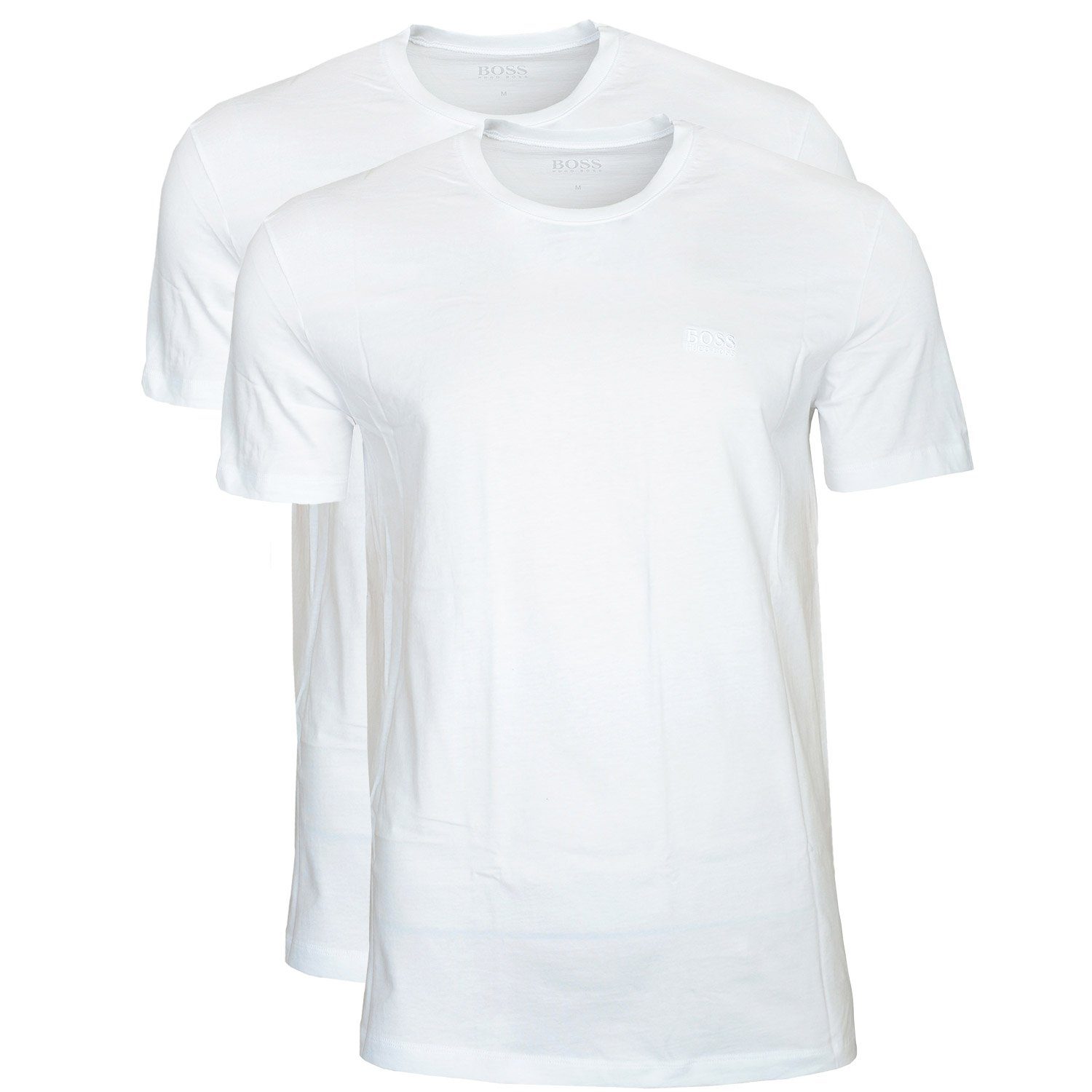 BOSS Unterziehshirt Pure Cotton (Doppelpack, 2er-Pack) Kurzarm Baumwolle Crew-Neck T-Shirt 2-St., Fit Weiss Relaxed (100) aus reiner Herren