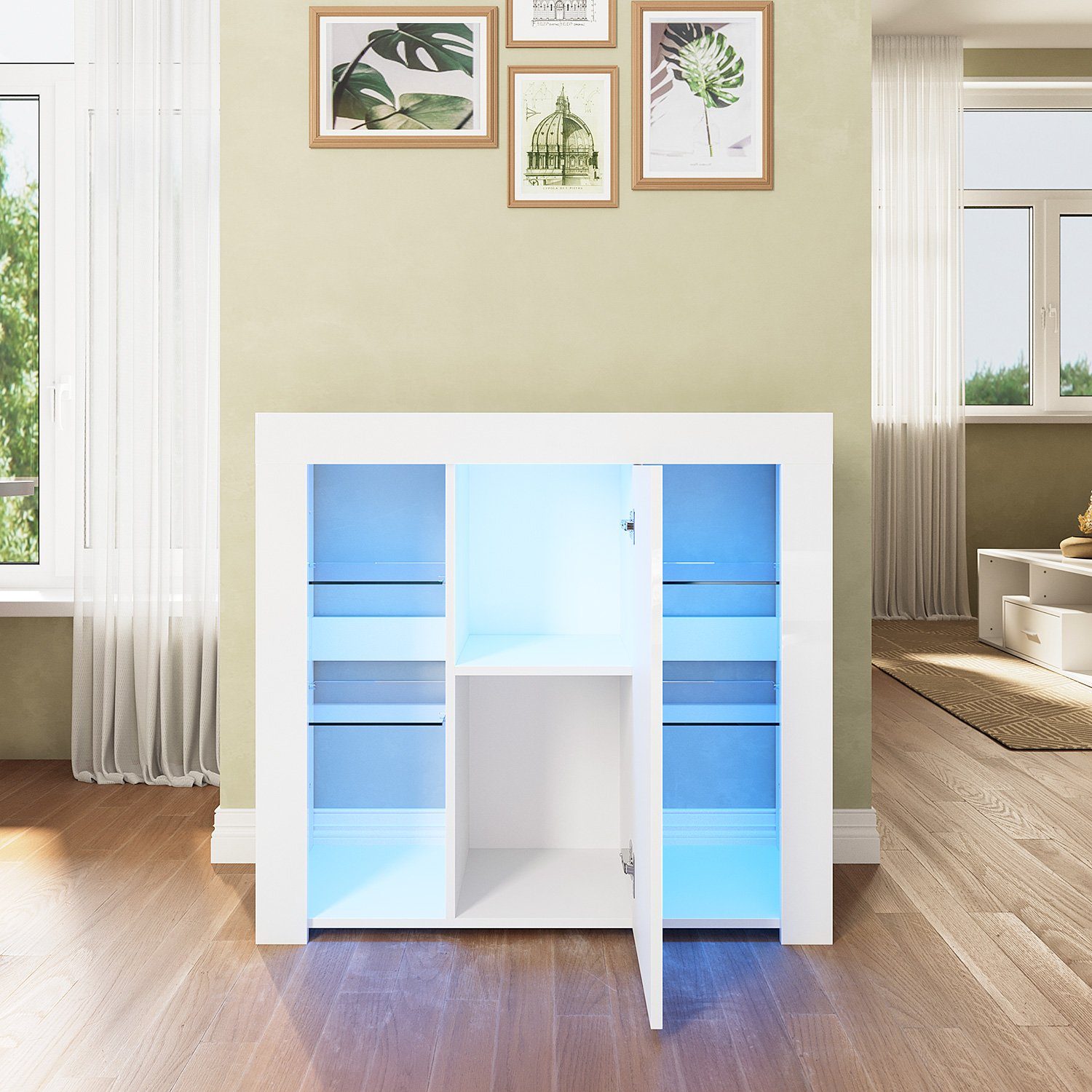 SONNI Sideboard Sideboard Küchenschrank mit LED günstig online kaufen