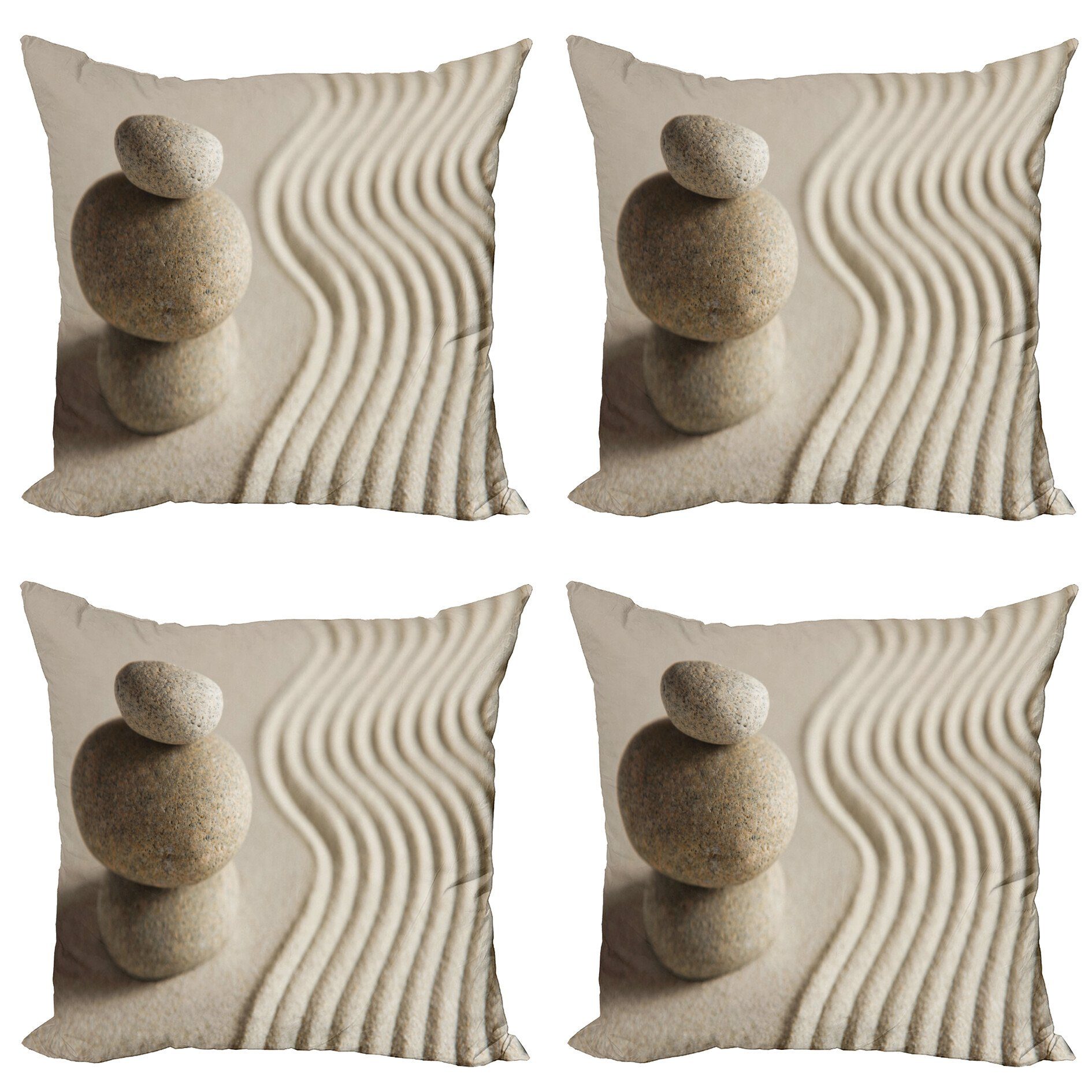 Accent Küsten Doppelseitiger Abakuhaus Stück), Ausgeglichene Wellenmuster (4 Modern Digitaldruck, Kissenbezüge Felsen