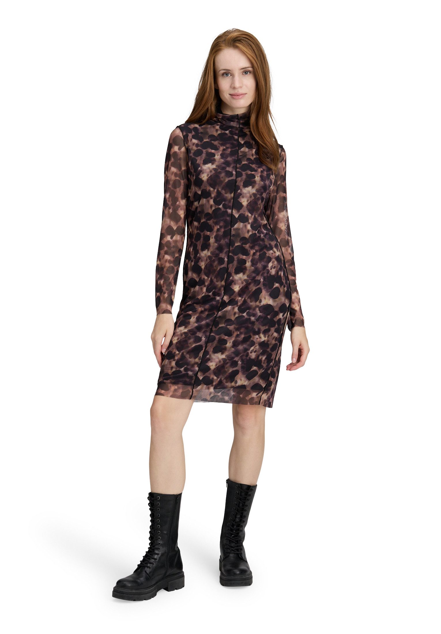 Cartoon Meshkleid Damen mit Kragen