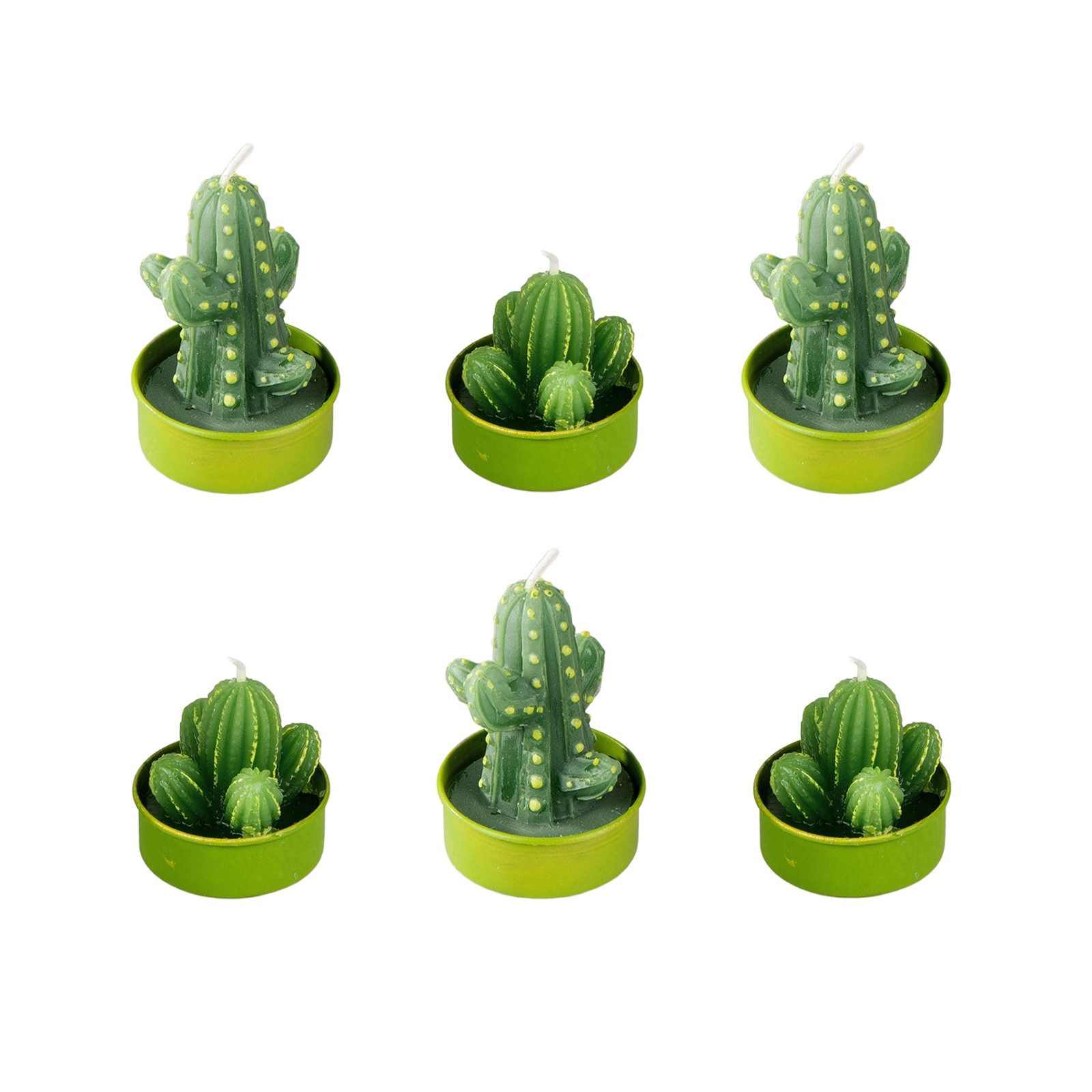formano Teelicht 6er Set Deko Teelichter Kakteen grün (6-tlg., 6 Teelichter)