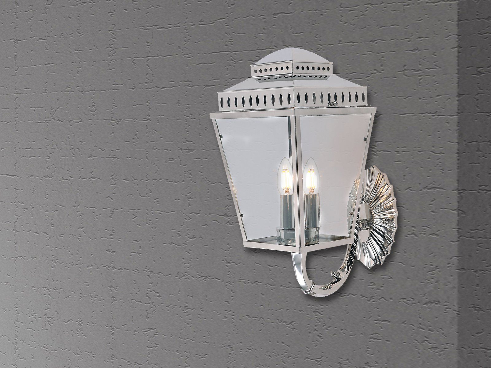 LED Fassadenbeleuchtung Außen-Wandleuchte, LED warmweiß, Silber meineWunschleuchte Terrassenlampen wechselbar, H 48cm Außenlicht Landhausstil LED