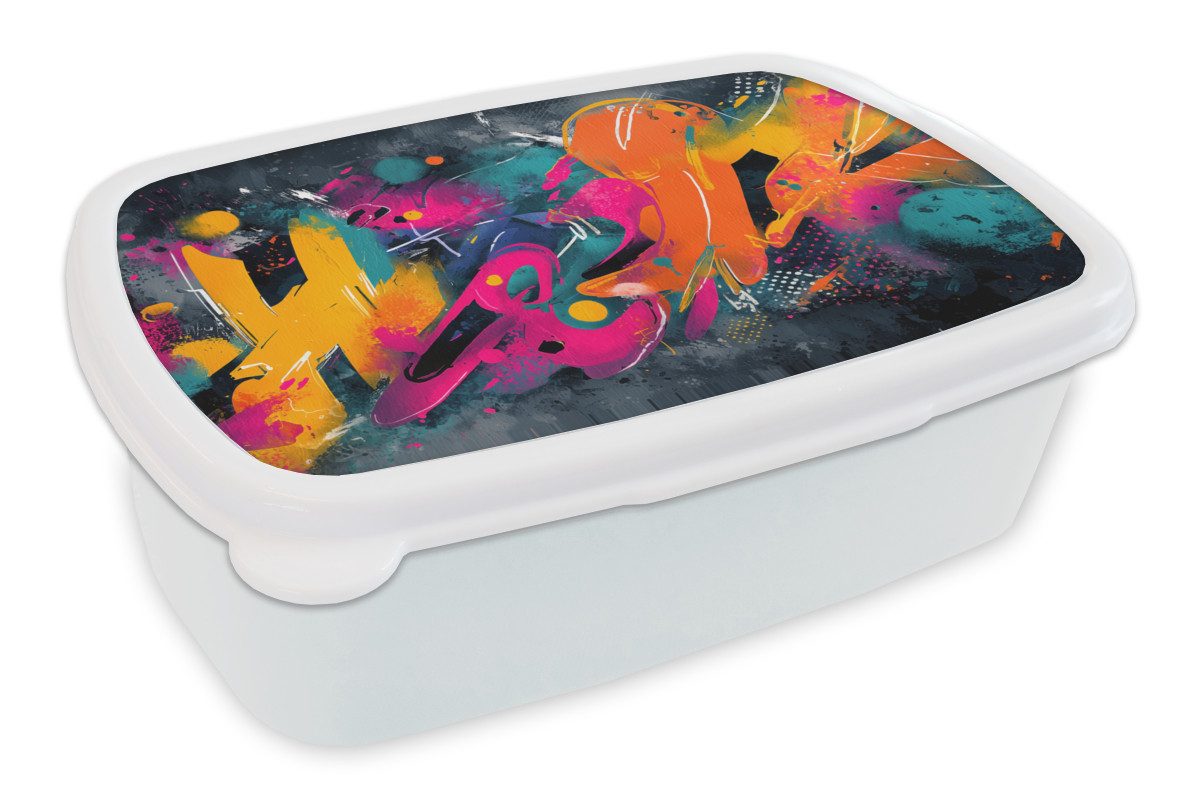 MuchoWow Lunchbox Abstrakt - Graffiti - Farbenfroh - Farbspritzer, Kunststoff, (2-tlg), Brotdose Schule oder Arbeit, Brotbox für Kinder und Erwachsene
