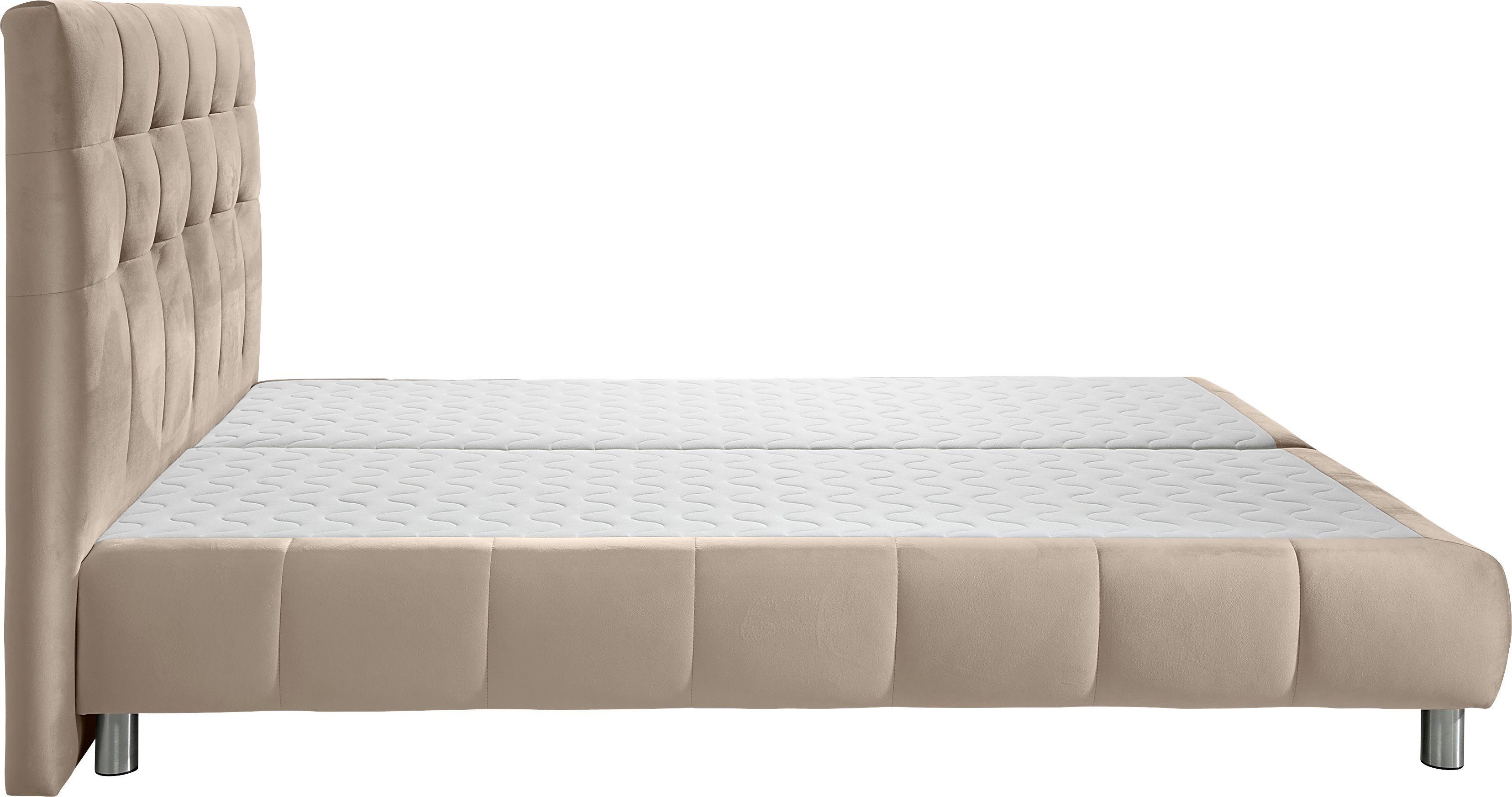 Home affaire Boxspringbett Salo XXL, in Samtoptik oder Struktur, 6 Breiten in Überlänge 220cm, 4 Härtegrade