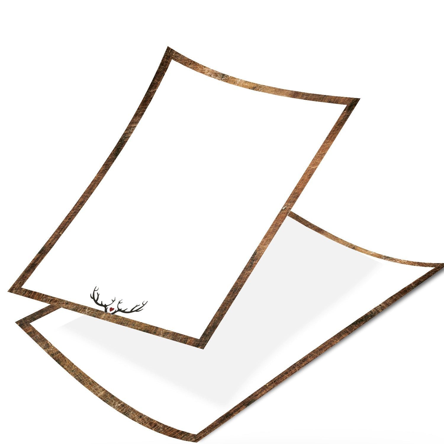 Logbuch-Verlag Klappkarte DIN A4 Briefpapier braun weiß rustikal Hirsch Holz 25 St