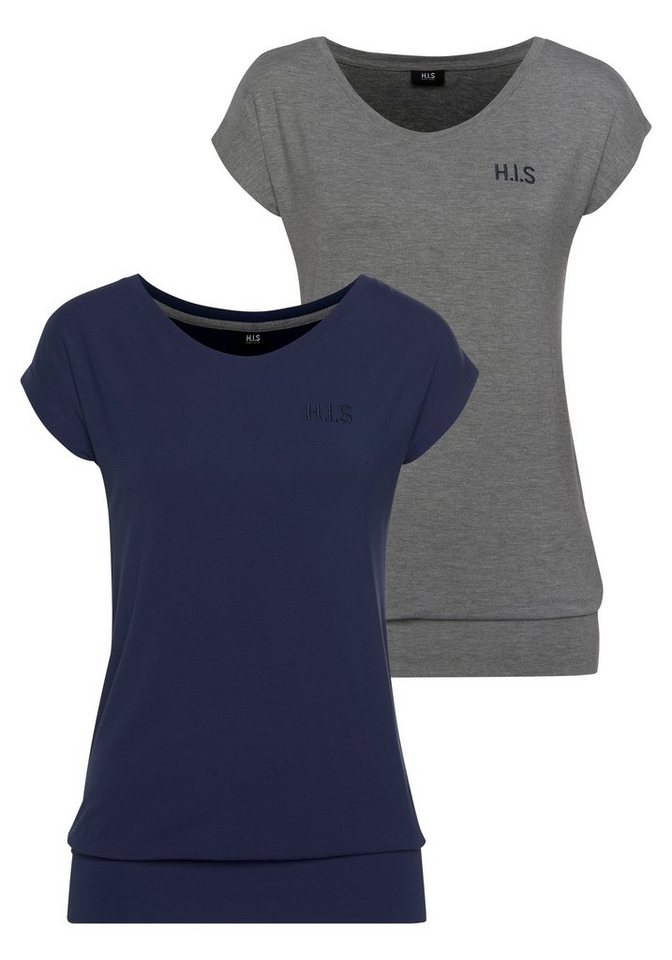 aus nachhaltiger T-Shirt Viskose-Qualität Viskose weicher, H.I.S Aus (2er-Pack),