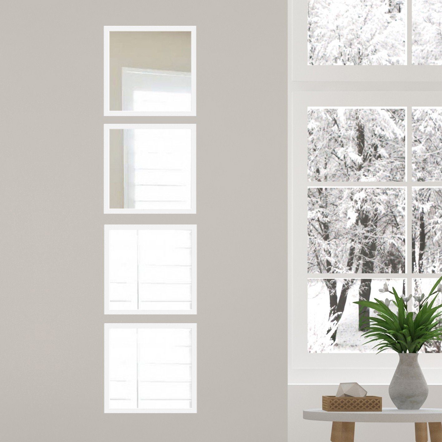 Wallity Wandspiegel LAR1141, Weiß, 24 x 24 cm, 100% Glas