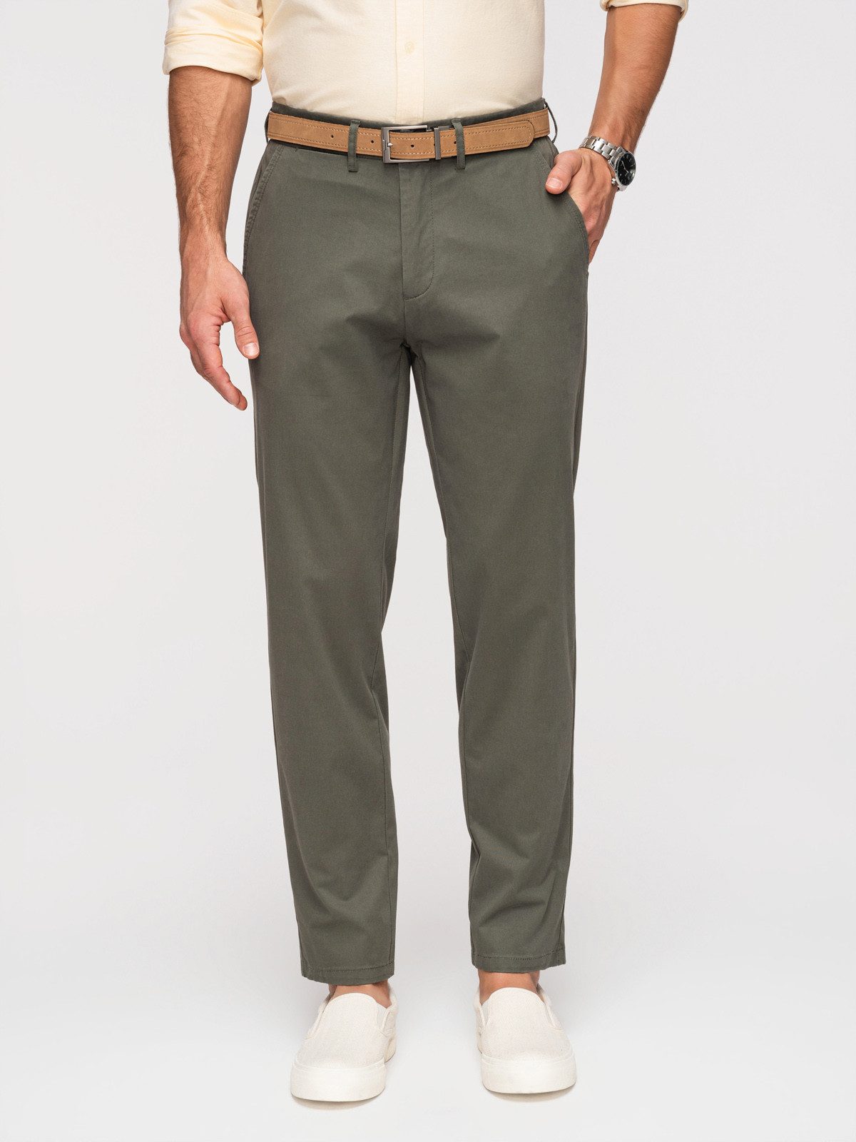 Chinos Herren Chino Hose Regular Fit Baumwolle Khaki S