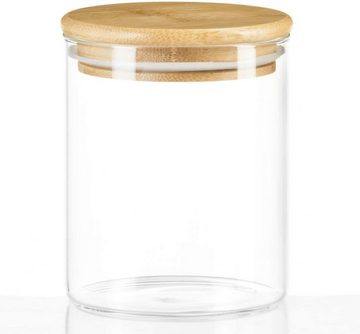 Dimono Vorratsglas Glasbehäler mit Bambus-Deckel, Borosilikatglas, (Glasbehälter), Aufbewahrungsglas