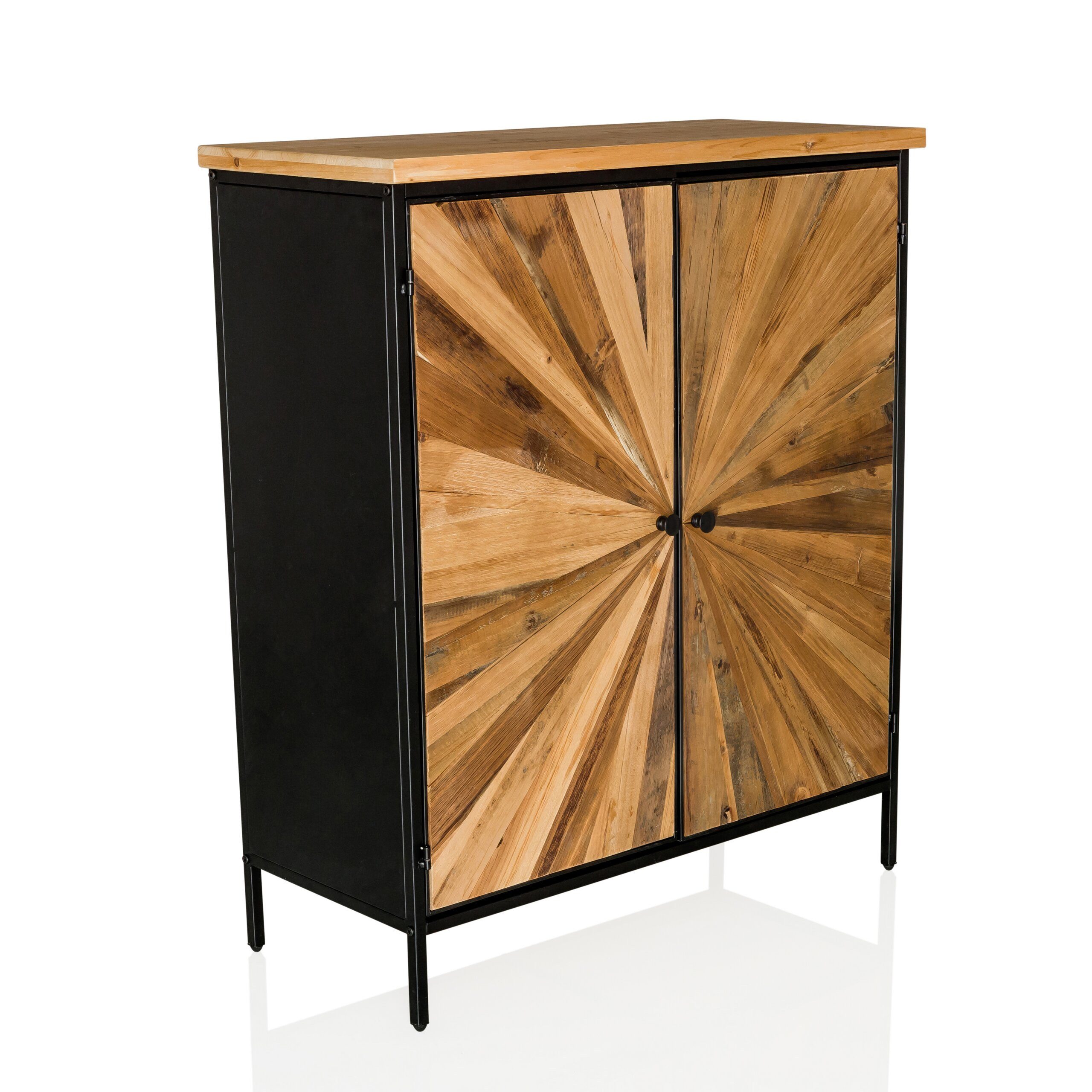 hjh LIVING Kommode SANTJAGO BLACK SUN XL Sideboard H/B/T:, Schrank Highboard mit Doppeltüre, Anrichte Sideboard mit Holzplatte