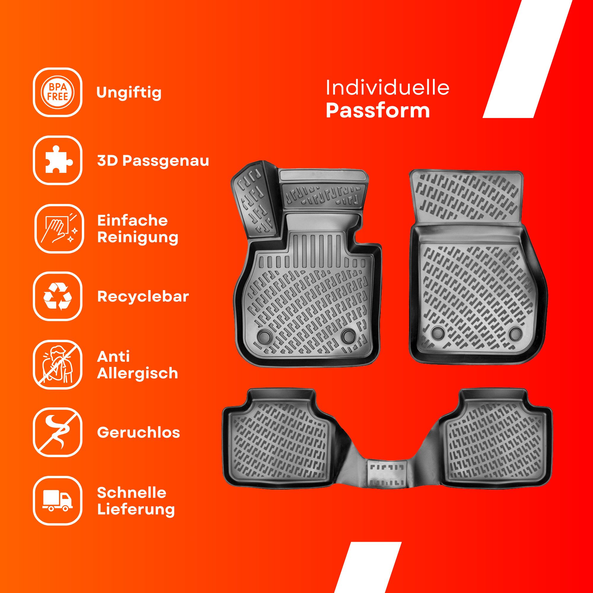 fussmattenprofi.com 3D Car Floor Mat, suitable for Opel Astra J 2010-2019 (1 pc), for Opel Astra