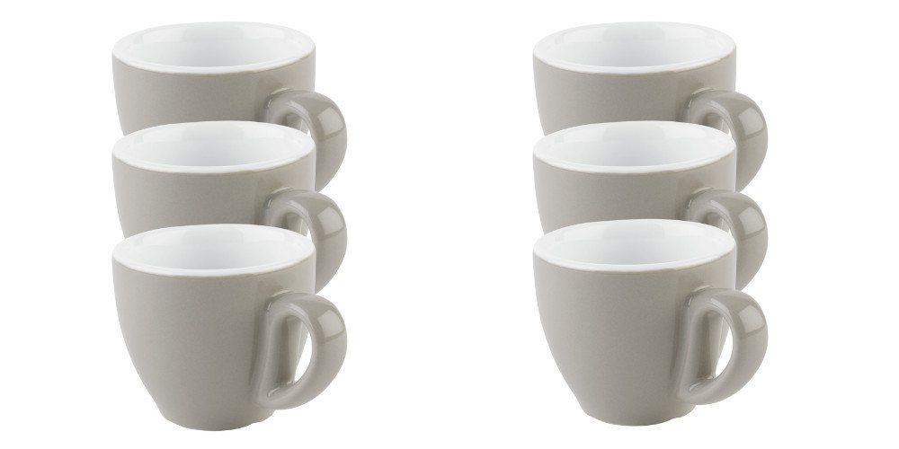 APS Espressotasse 6er Set Espresso Tassen -SNUG-, 6-tlg., Porzellan, für Heißgetränke aller Art geeignet