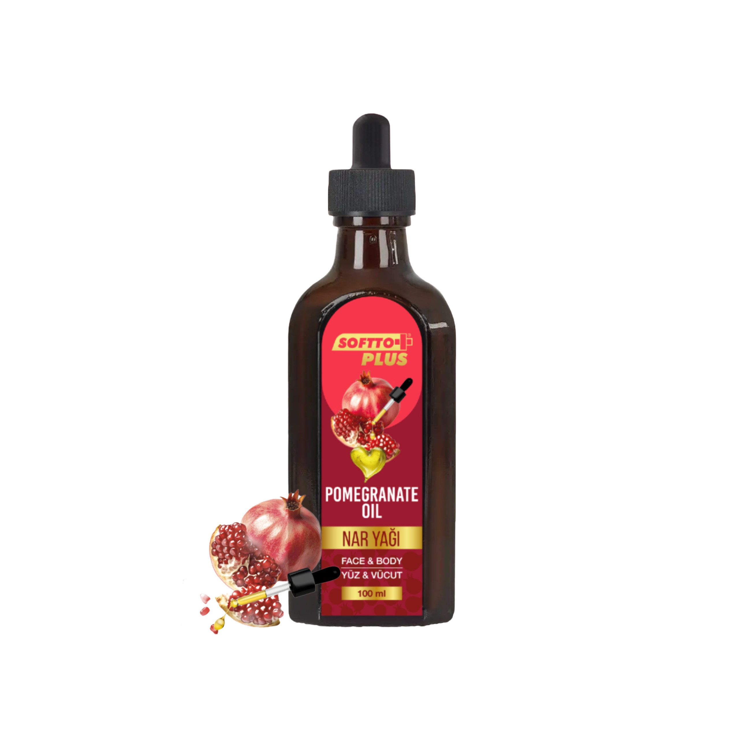 Softto Plus Gesichtsöl Softto+Plus Granatapfelöl - 100ml für Gesicht & Körper