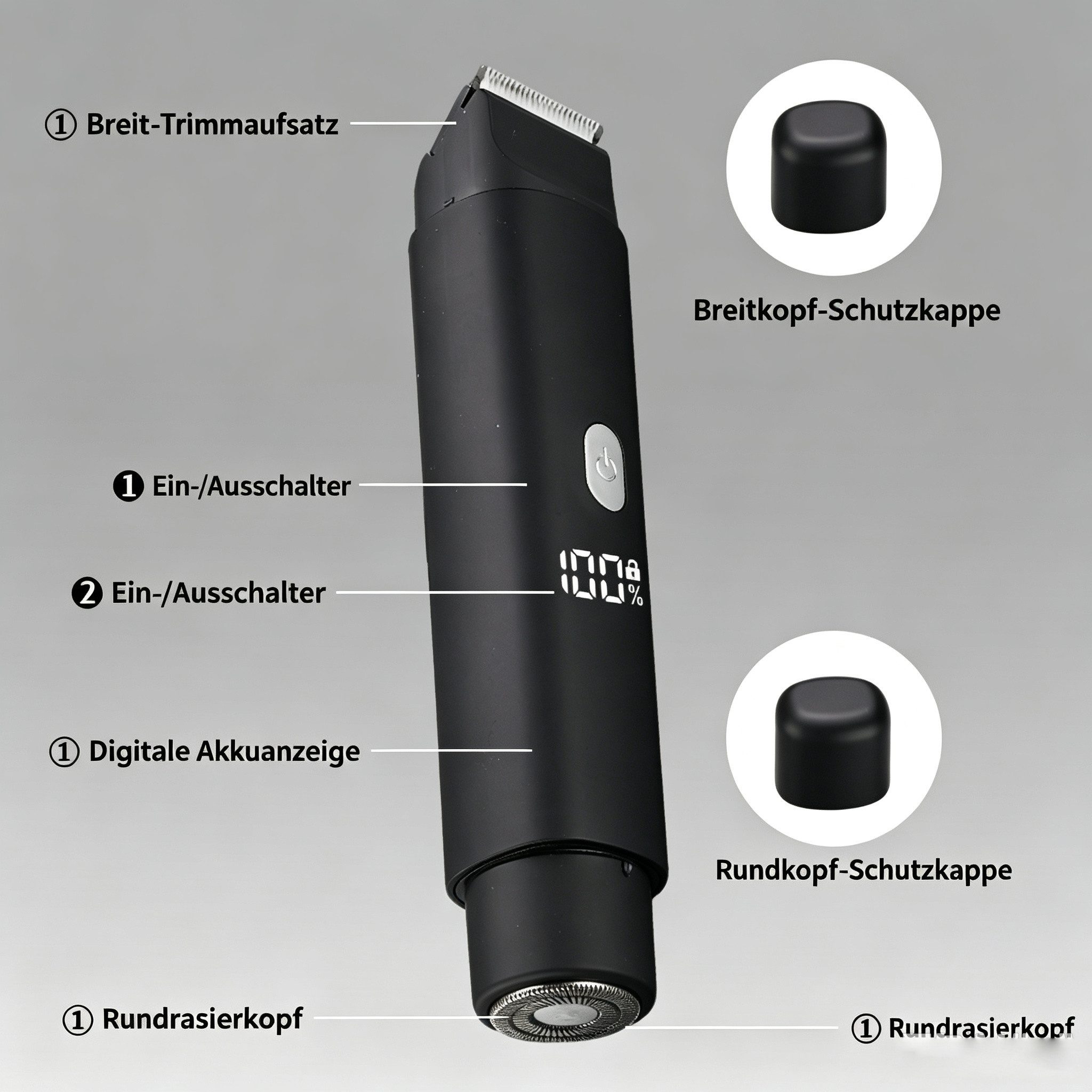 Luckice Elektrokörperrasierer Elektrischer Bikinitrimmer, 2-in-1 Damenrasierer mit 2 Scherköpfen, Aufsätze: 5, Trimmer + Folienrasierer, USB-C, LED-Akkuanzeige, Aufsteckkamm, für Bikinizone, hseln & Körper, Rosa, wiederaufladbar