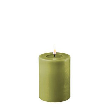 Deluxe Homeart LED-Kerze Mia Echtwachs Wachsspiegel flackernd H: 10cm D: 7,5cm olivgrün