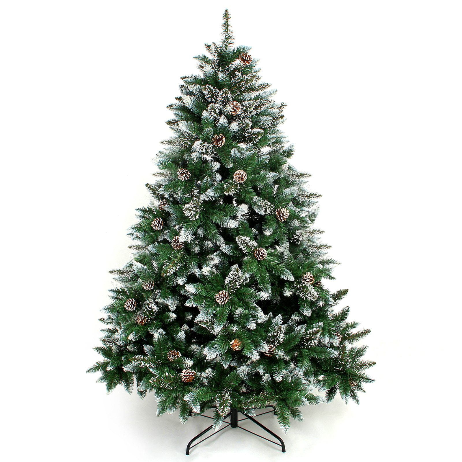 Yorbay Künstlicher Weihnachtsbaum Künstlicher Tannenbaum mit Schnee, Kiefernzapfen, mit Ständer, Weihnachtsbaum Christbaum für Weihnachten-Dekoration