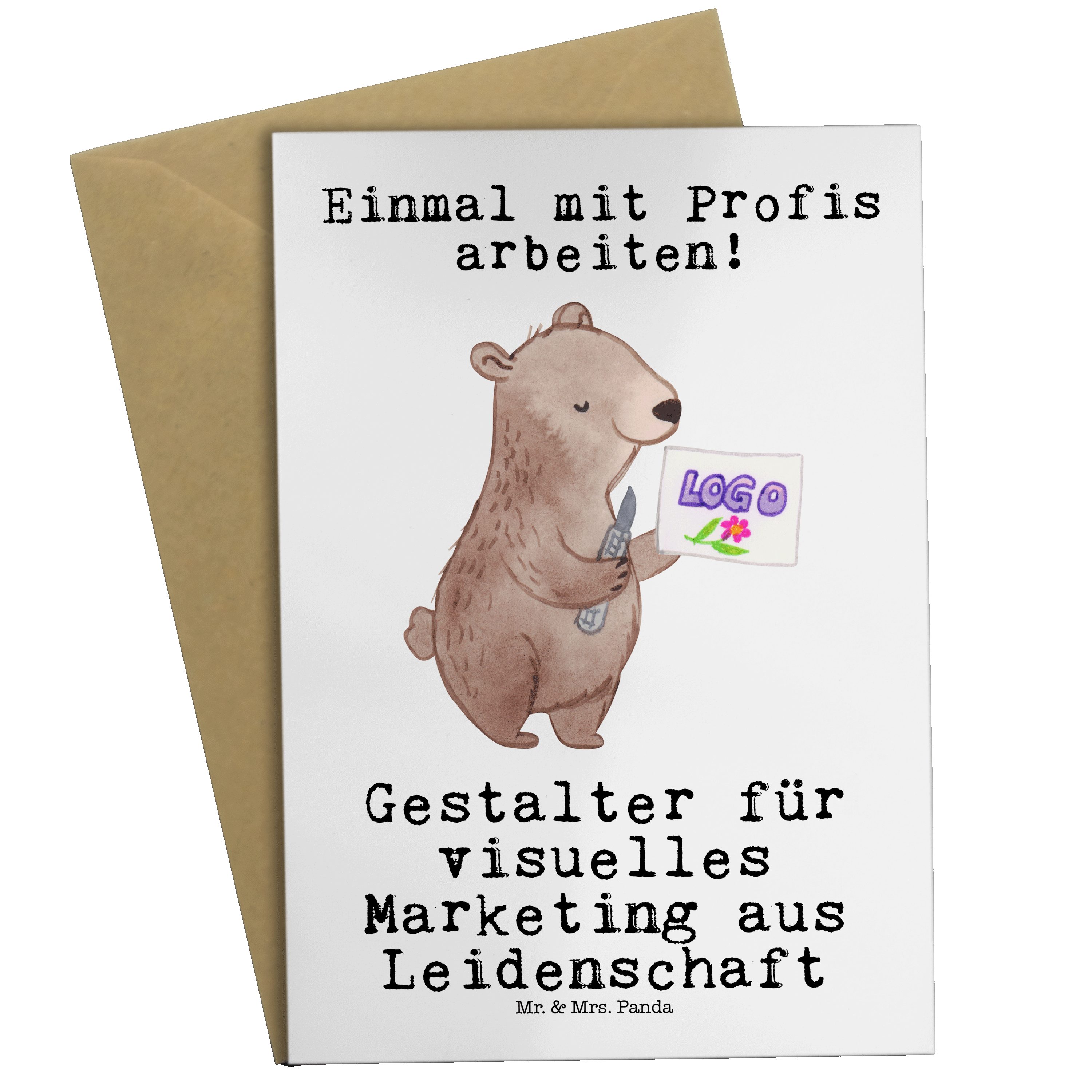 Weiß für Mrs. visuelles - aus - & Gestalter Geschenk Marketing Leidenschaft Mr. Panda Grußkarte