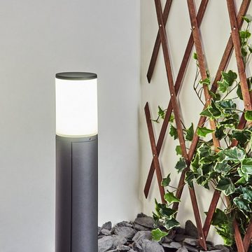 hofstein Pollerleuchte »Cercivento« Außenlampe aus Metall/Kunststoff in Anthrazit/Weiß, 4000 Kelvin, LED Gartenlampe mit 2 Steckdosen, 960 Lumen, : IP54