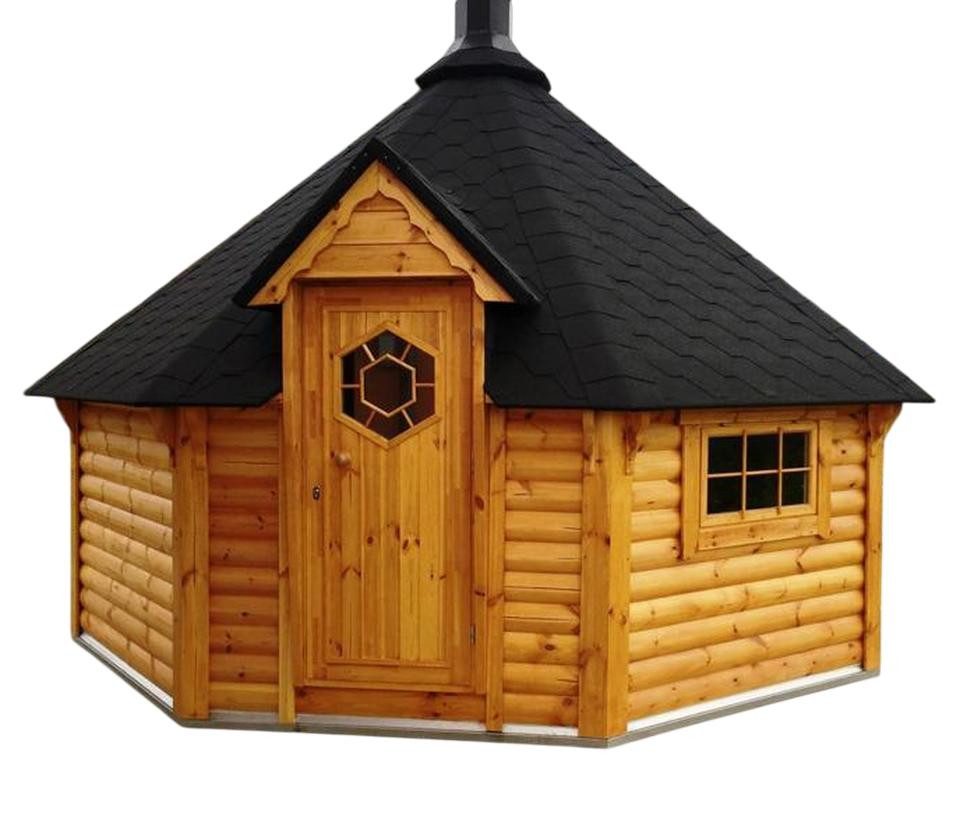 JVmoebel Saunahaus Sauna Grillkota - Holzhaus für Garten mit Grill- und Saunafunktion, (1-St) Made in Europe