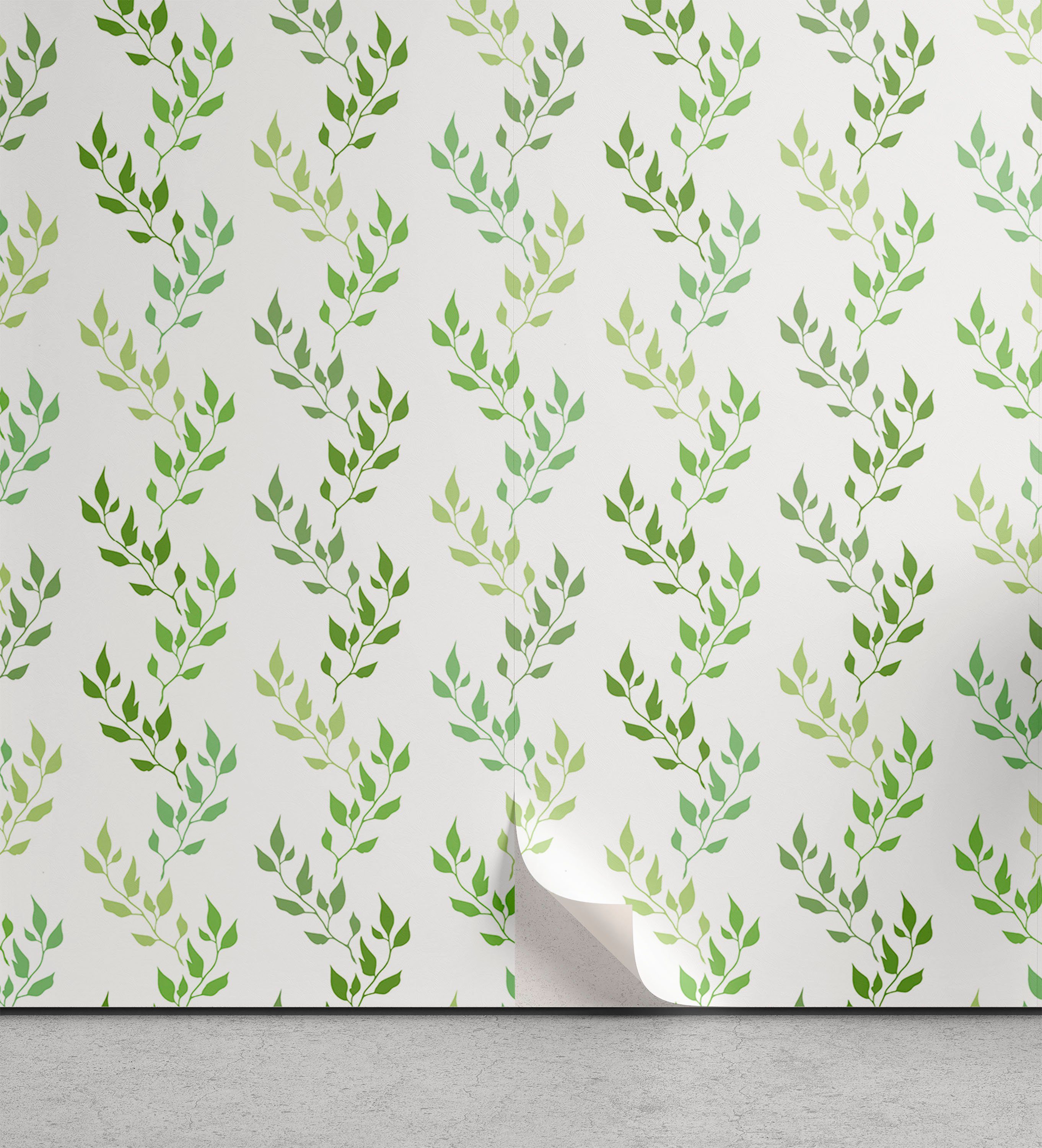 Abakuhaus Vinyltapete selbstklebendes Wohnzimmer Küchenakzent, Grün Symmetrische Olive Leaves