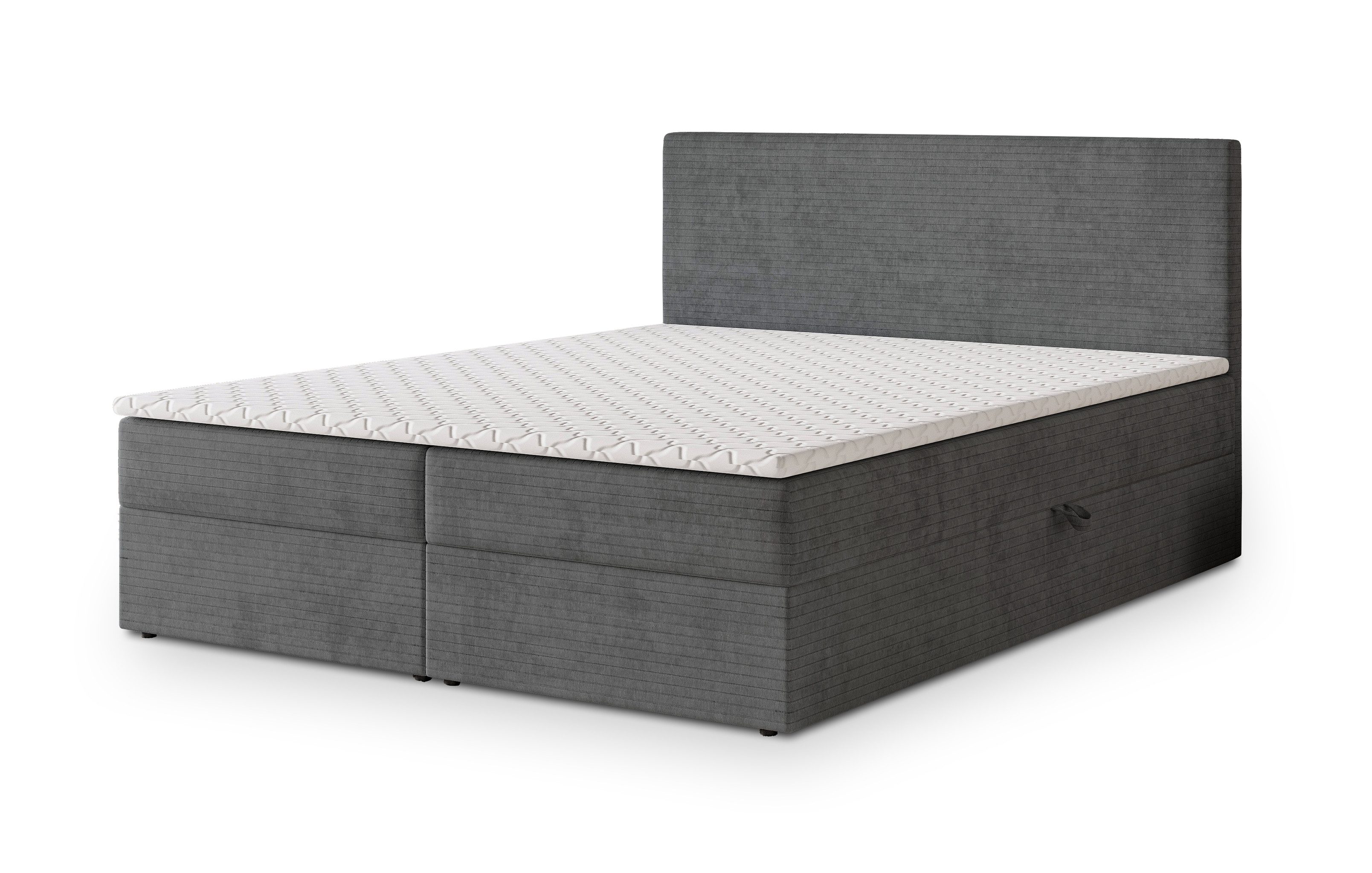 Masseno Boxbett NIRA 140x200 cm mit Bonell Matratze und Topper, Doppelbett, Polsterbett mit Kopfteil, Boxspringbett
