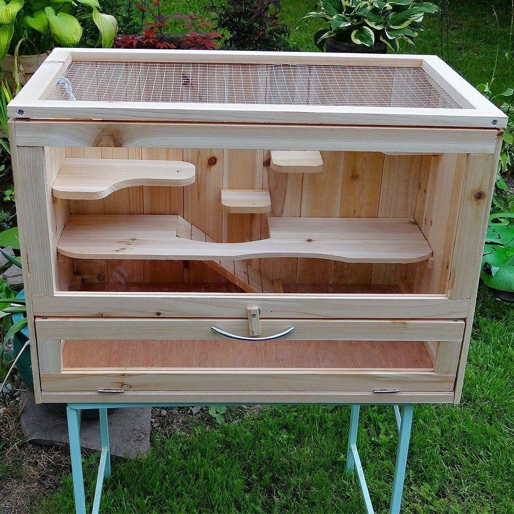 Melko Kleintierkäfig Kleintiergehege Kleintierkäfig Stall Holz Freilauf Nagerstall, 5 Etagen