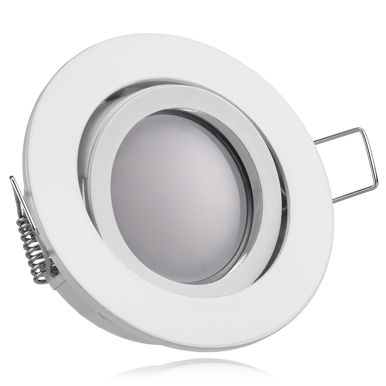 LEDANDO LED Einbaustrahler LED Einbaustrahler Set Weiß mit LED GU5.3 / MR16 Markenstrahler von LE