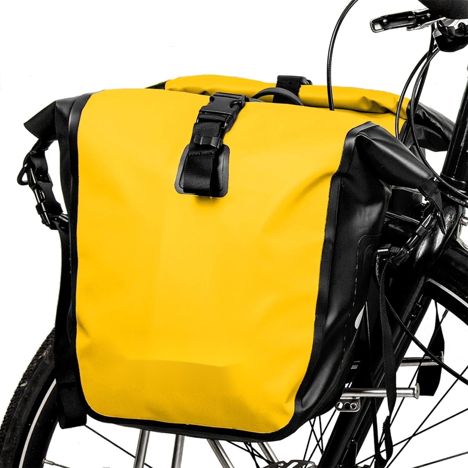 HEYHIPPO Fahrradtasche Wasserdichte Fahrradtasche 15L, Schwarz/Gelb/Grau, Satteltasche, (Kameltasche,Fahrradgepäcktasche mit großer Kapazität), bietet Platz für einen Tablet-Computer,46*46*24cm