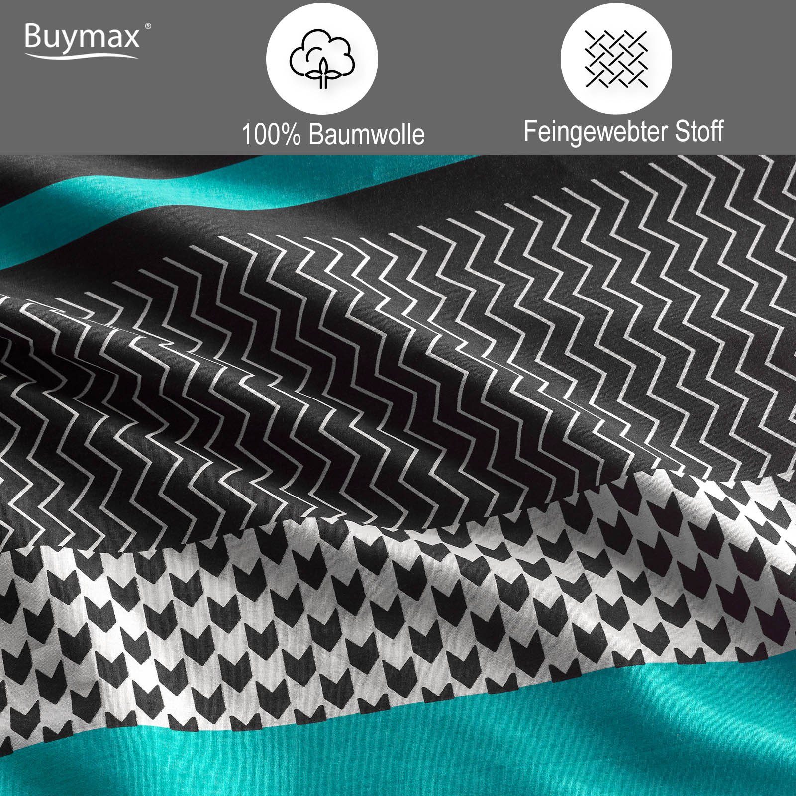 Buymax Bettwäsche Zigo, Renforcé, 4 teilig, Bettbezug-Set 135x200 cm 100% Baumwolle mit Reißverschluss, Streifen