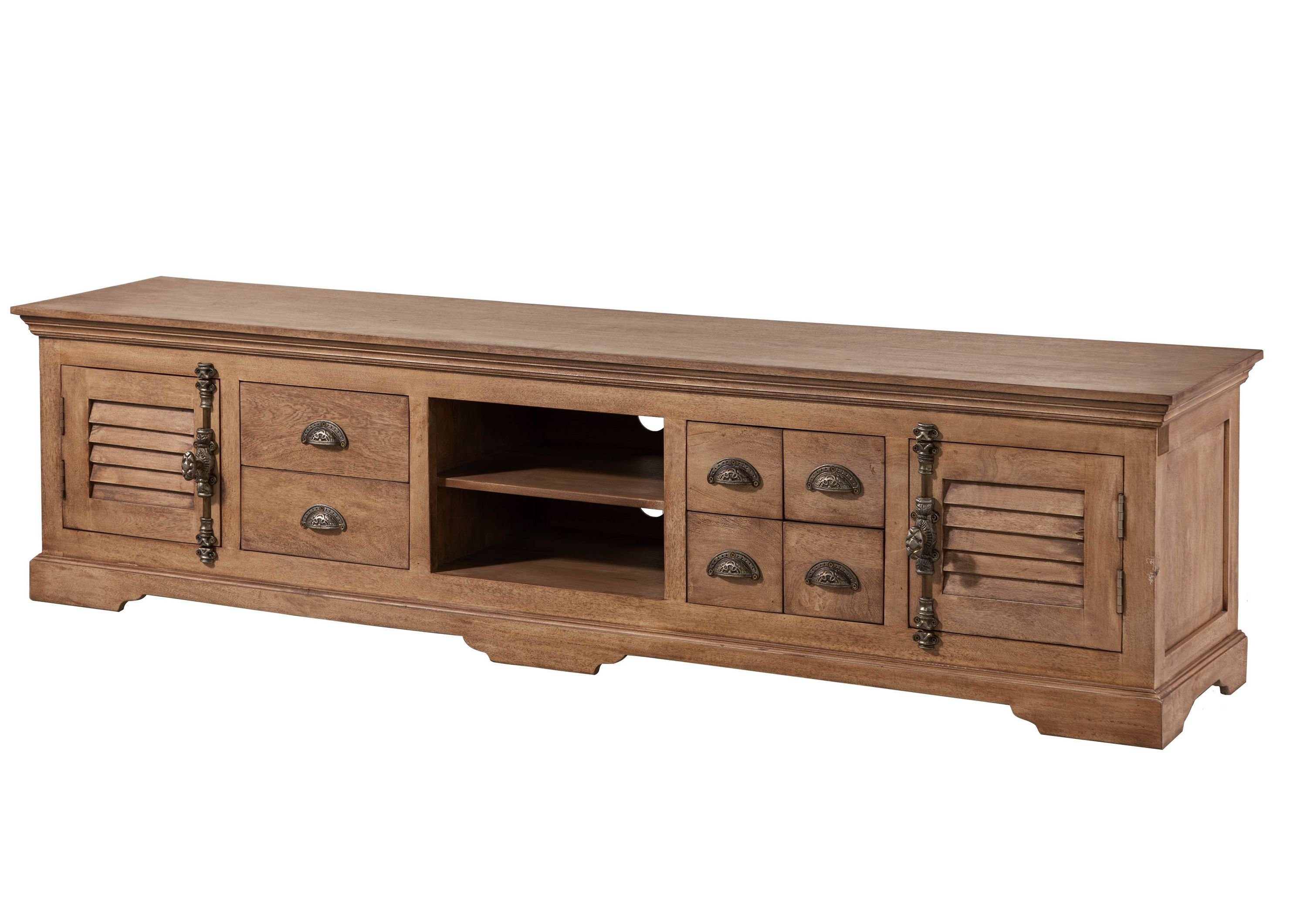 Massivmoebel24 TV-Board TOULOUSE (Massivholz), Mango 220x45x55 beige geölt TOULOUSE #09