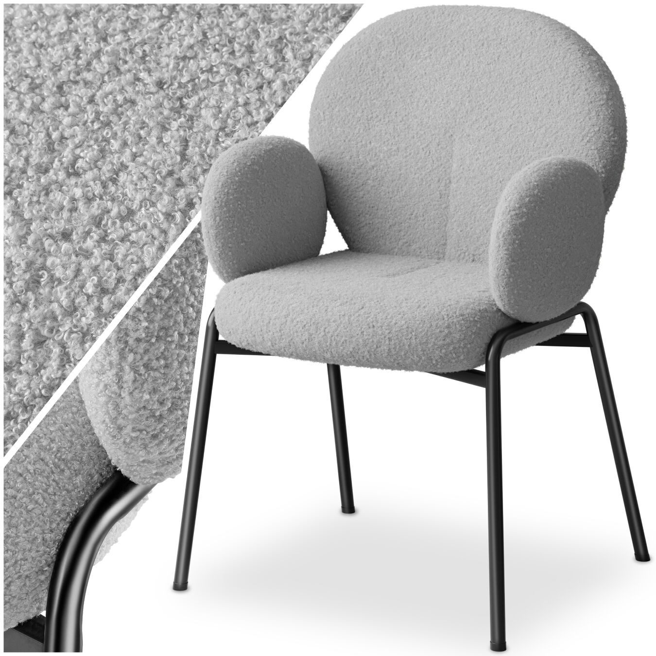 tectake Esszimmerstuhl Stuhl Scandi gepolstert, Bouclé-Stoff (Set, 1 St), E günstig online kaufen