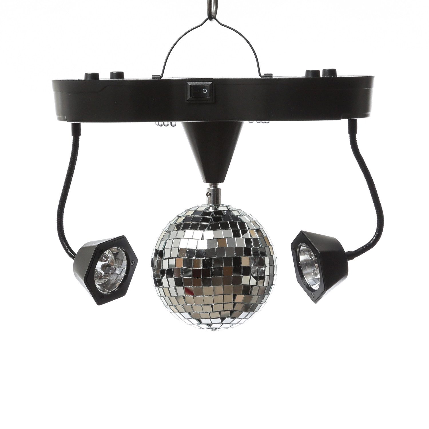 SATISFIRE Discolicht Spiegelkugel 2 LED Schwanenhals Spots Party Disco Effekt USB/Batterie, LED Classic, RGBA (rot, grün, blau, amber)