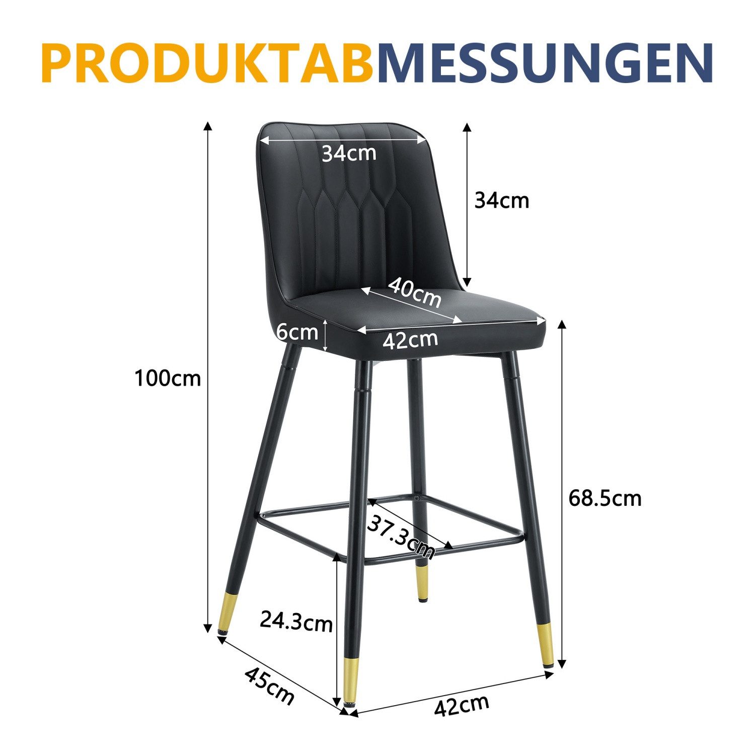 ANYSUN Barhocker 2er-Set Barstühle mit bequemer Fußstütze, Rückenlehne (gepolsterte Barhocker in Tresenhöhe 100 cm,Modernes Barhocker), Küchenstuhl für Küche, E – Bild 4 von 5