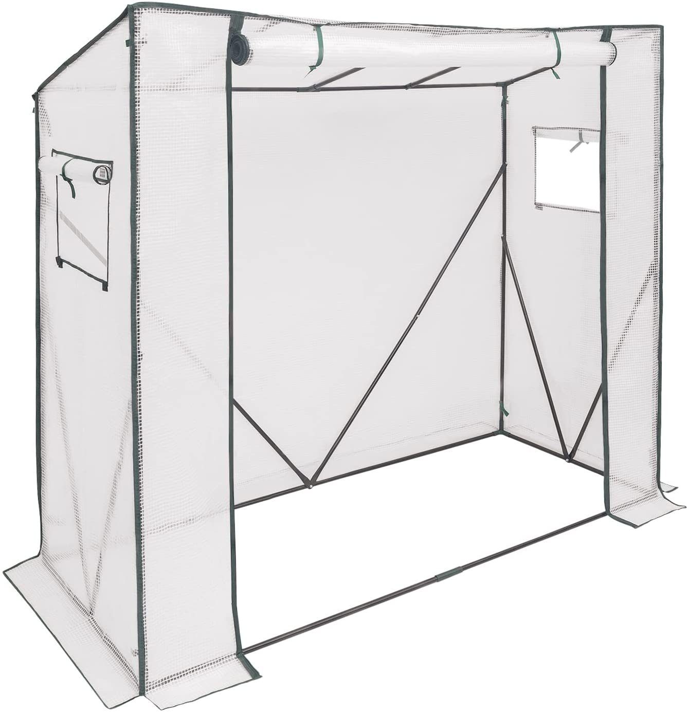 Woltu Gewächshaus, PE halbtransparent 130 g/m² 200x77x146/169 cm Weiß
