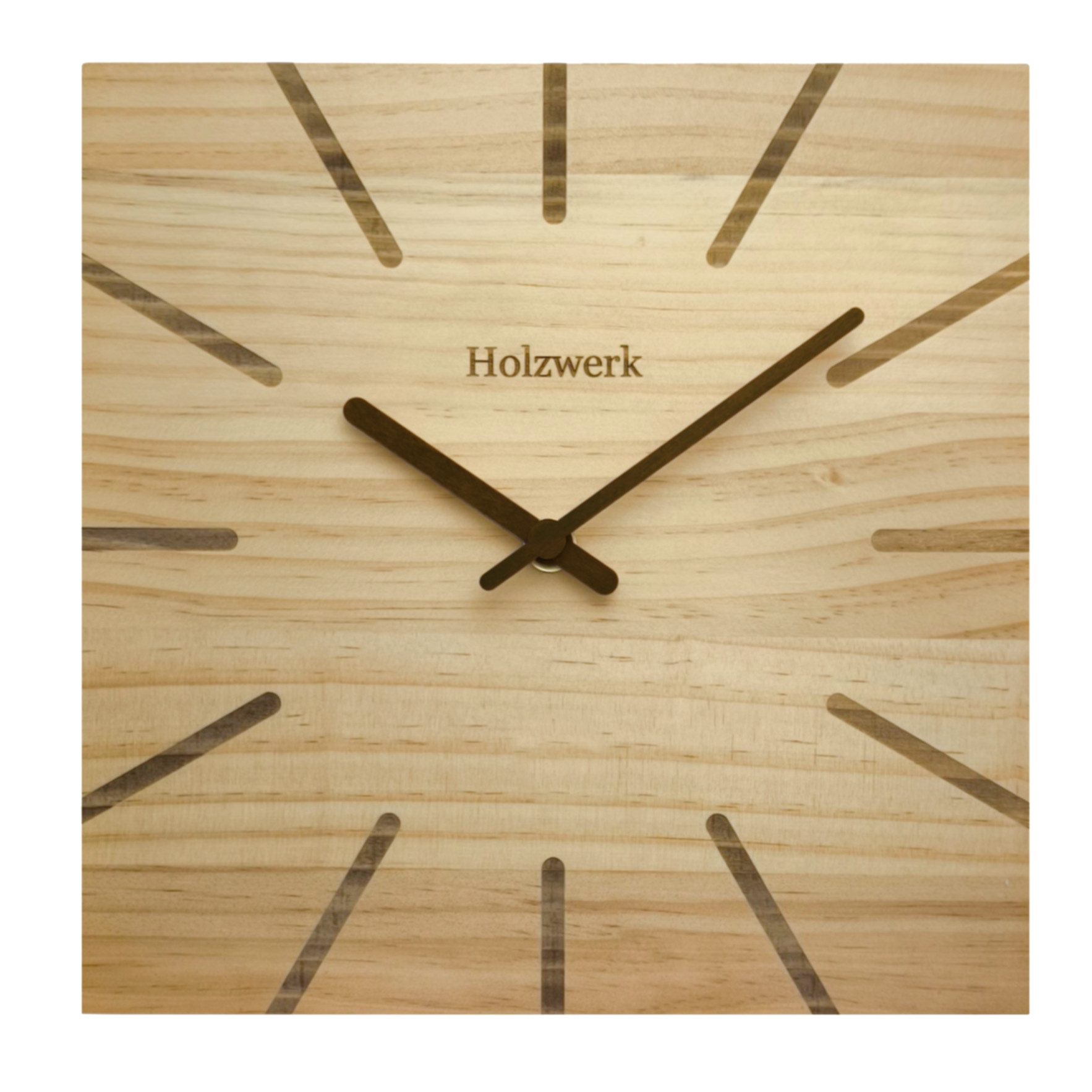 Holzwerk Wanduhr Eckige Designer Holz Quarzwanduhr günstig online kaufen