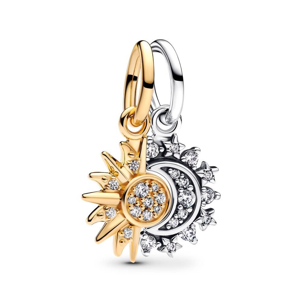 Pandora Charm-Einhänger Charm-Anhänger Sonne und Mond, 925er Silber, vergoldet von PANDORA