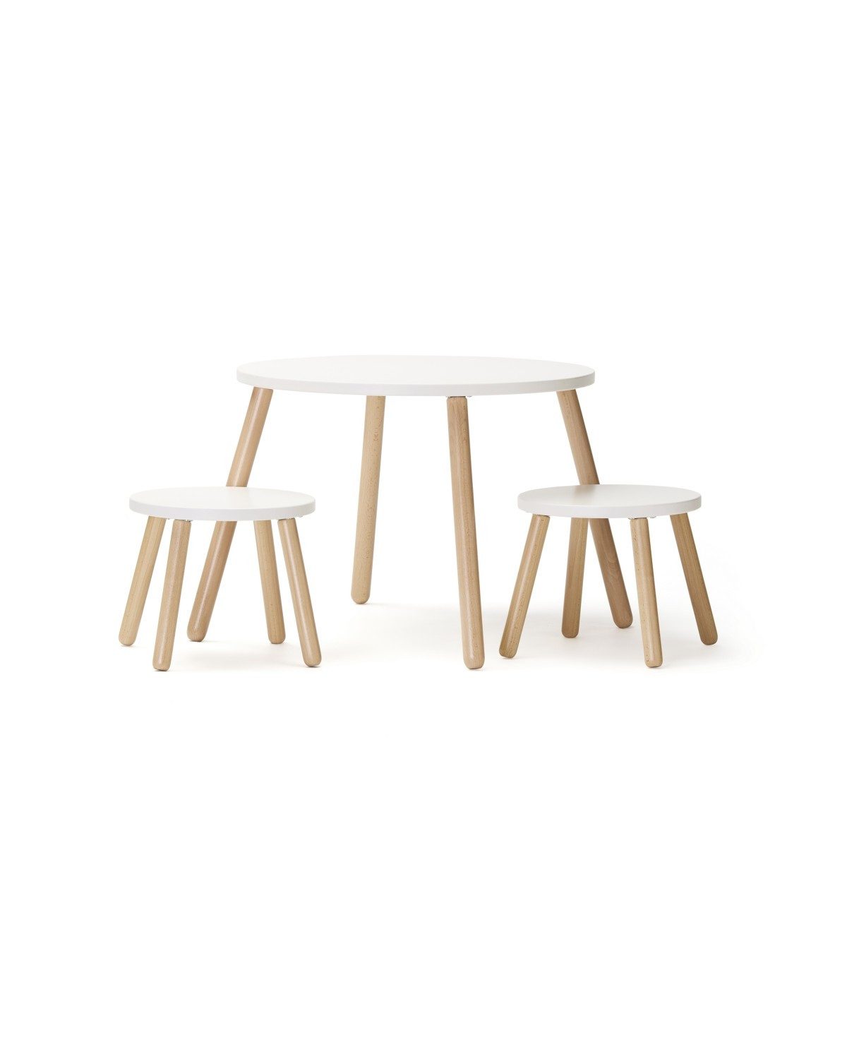 Kids Concept Kindersitzgruppe Tisch und zwei Hocker, weiß