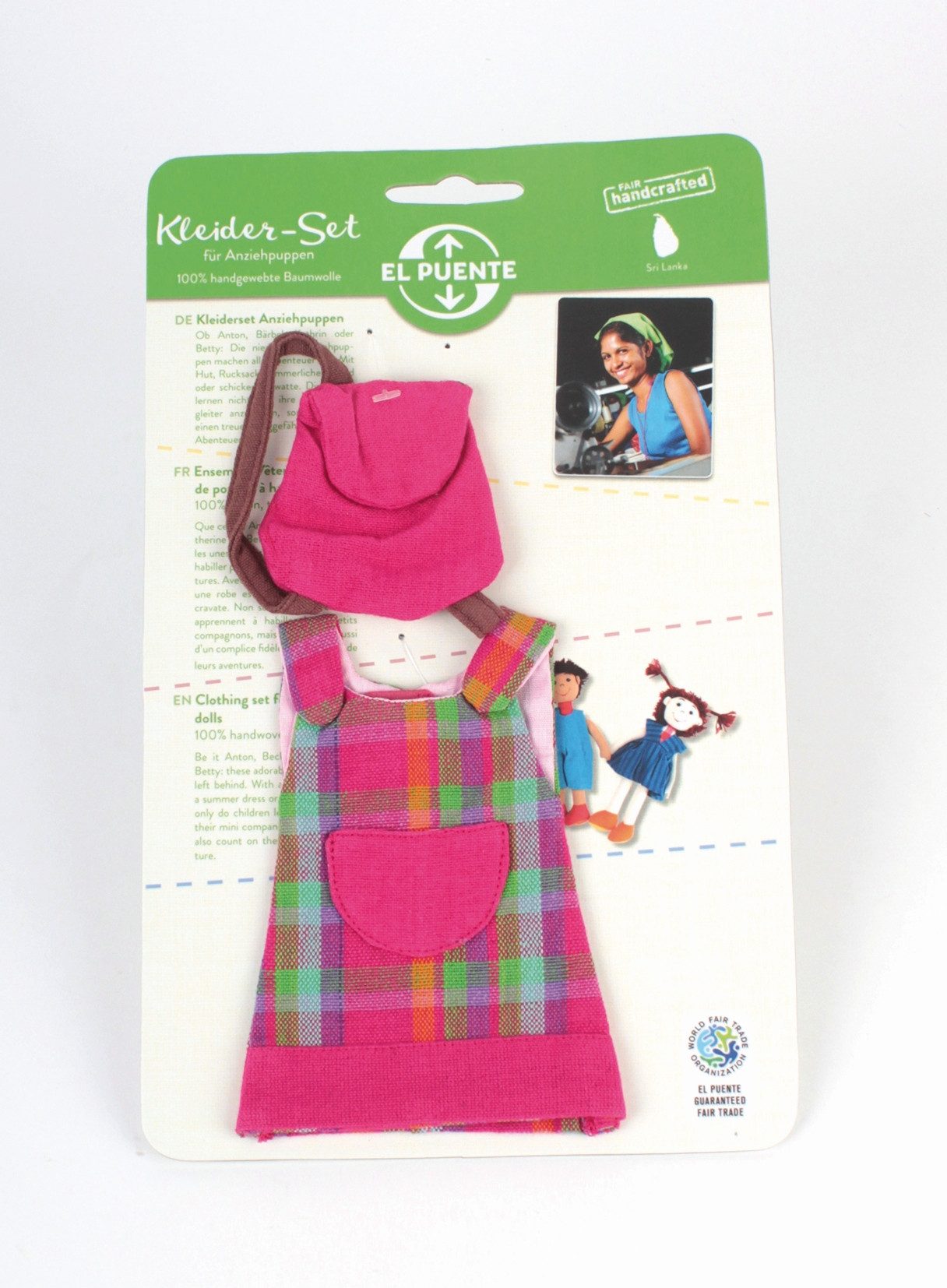 El Puente Stoffpuppe Kleiderset für Anziehpuppen "Kleid", Handmade, Handmade