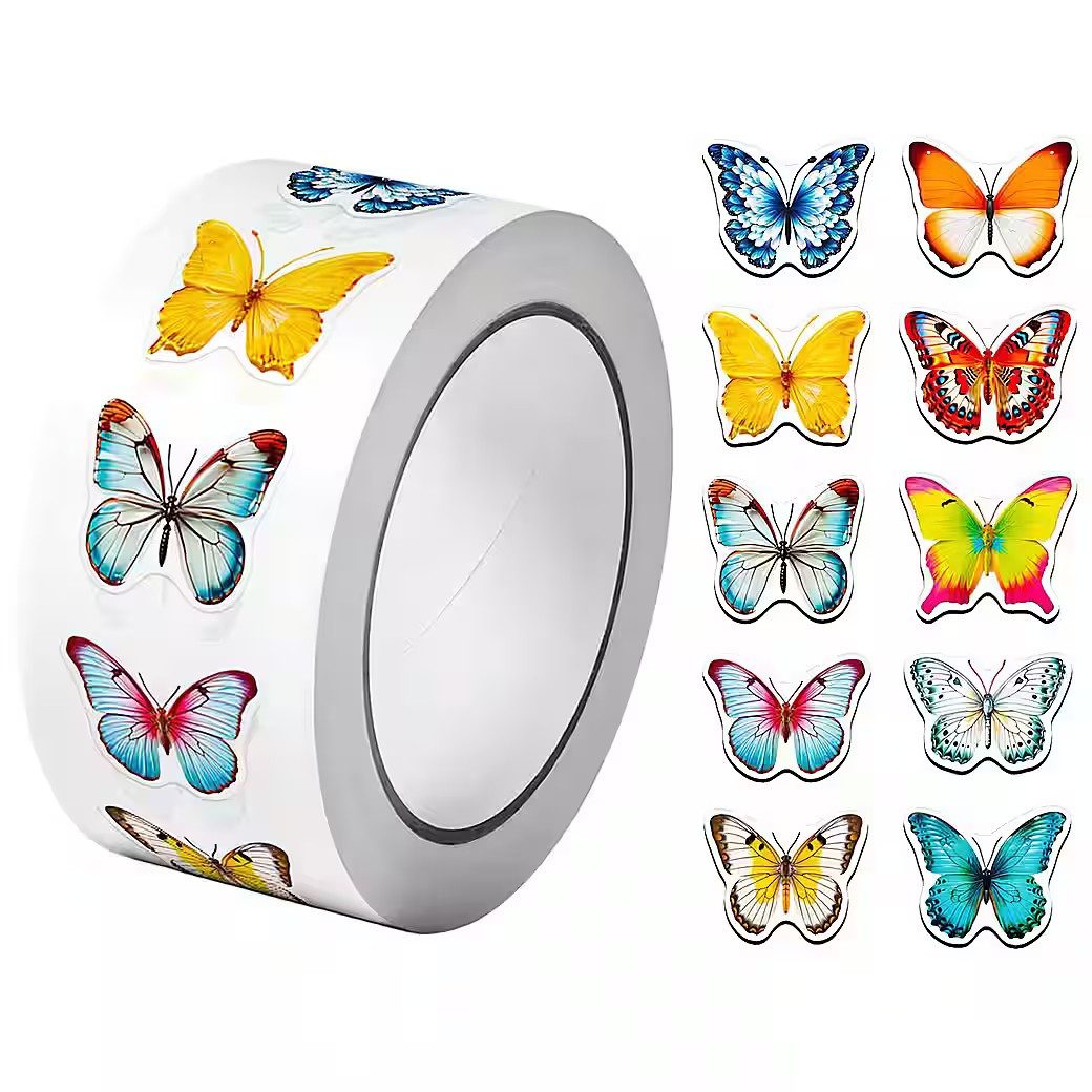 Ware aus aller Welt Sticker 500 Schmetterling Sticker selbstklebend 2,5 cm 10 bunte Motive, (500-tlg)