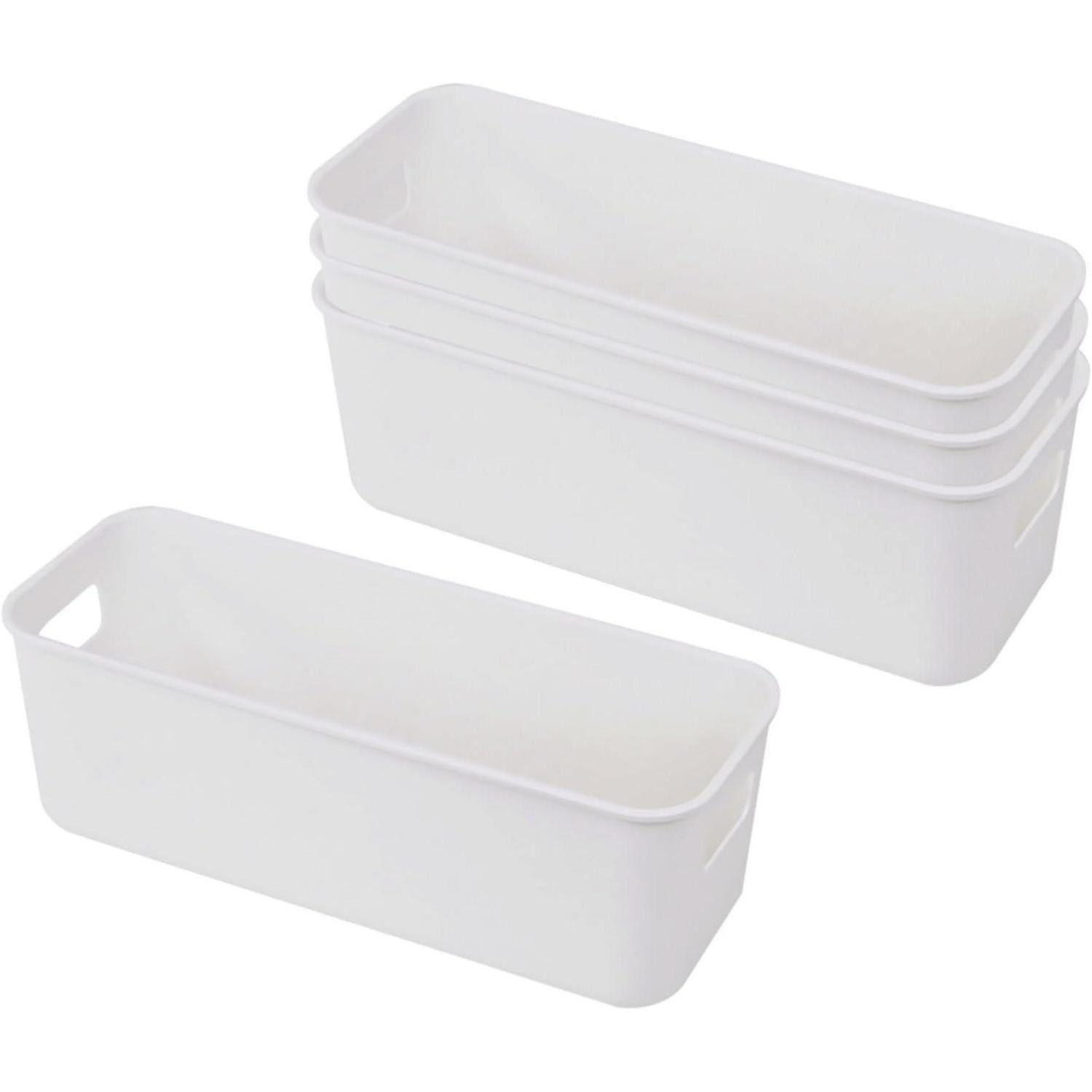 GmeDhc Aufbewahrungsbox 4x Aufbewahrungsbox mit Griffen, Kunststoff Organizer Box