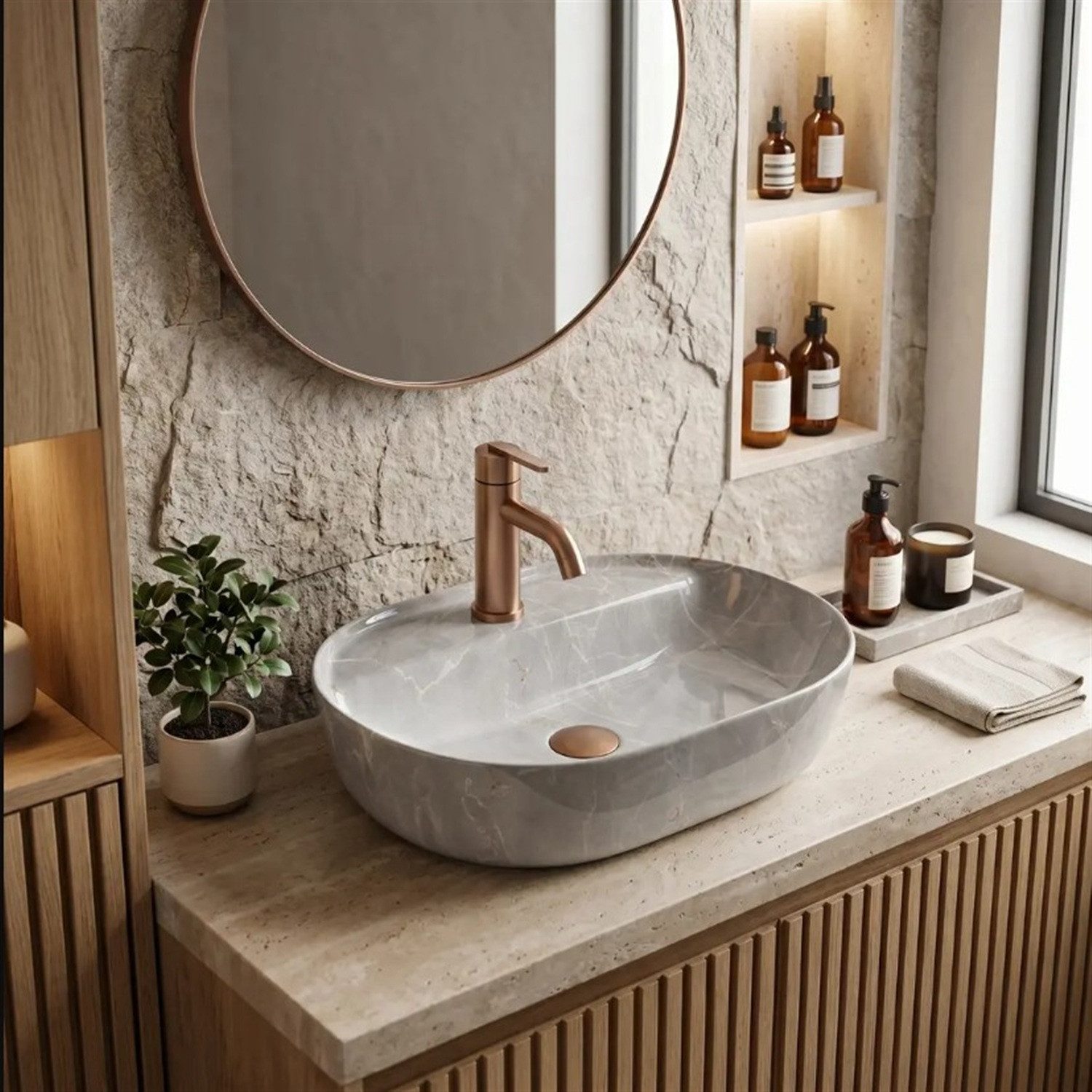 wohnwerk.idee Aufsatzwaschbecken Aufsatzwaschbecken Aura 51 aus Sanitärkeramik, Hochglanz-Oberfläche, langlebige Sanitärkeramik